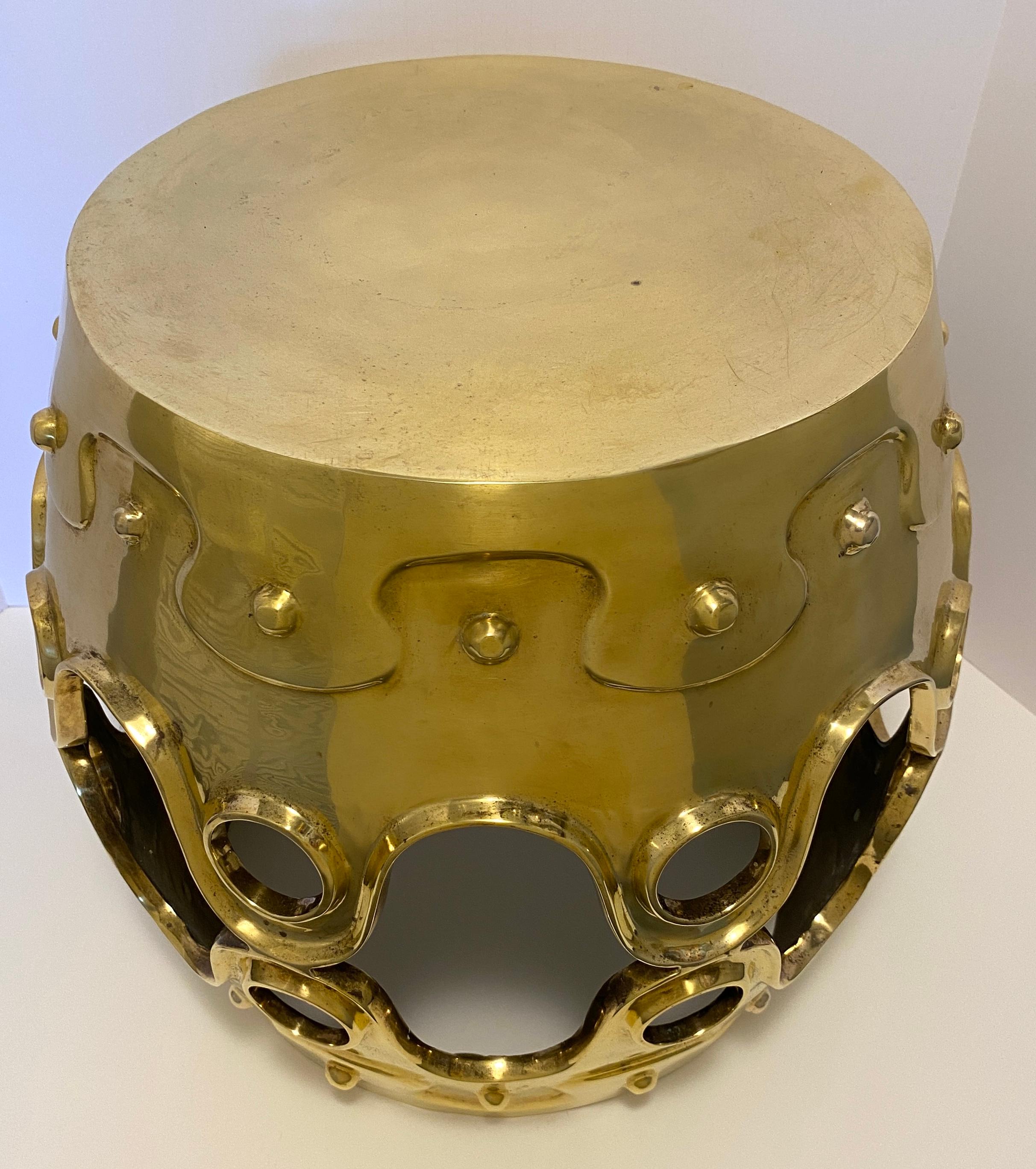 Jonathan Adler Brass Table Stool In Good Condition For Sale In Miami, FL