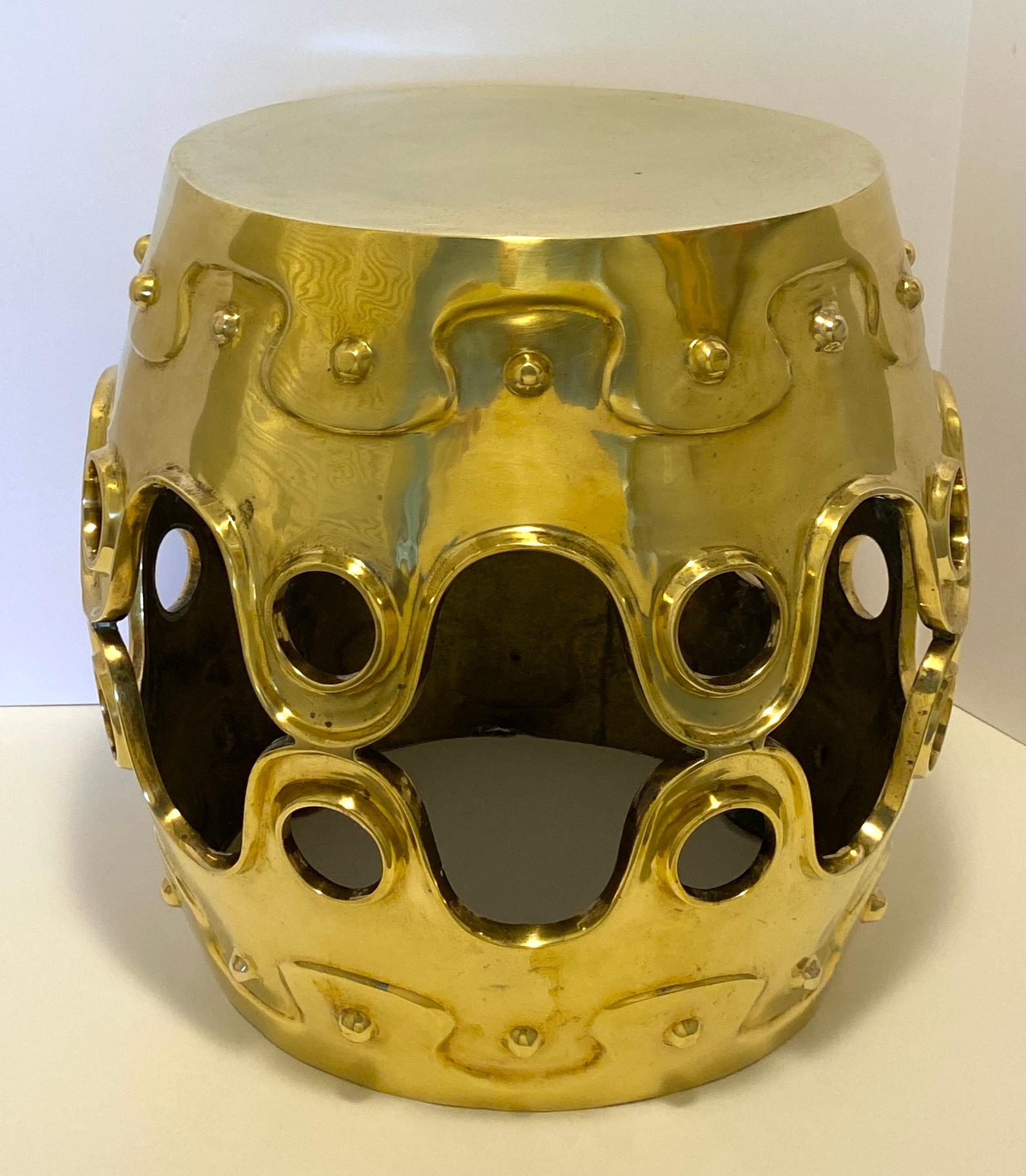 20th Century Jonathan Adler Brass Table Stool For Sale