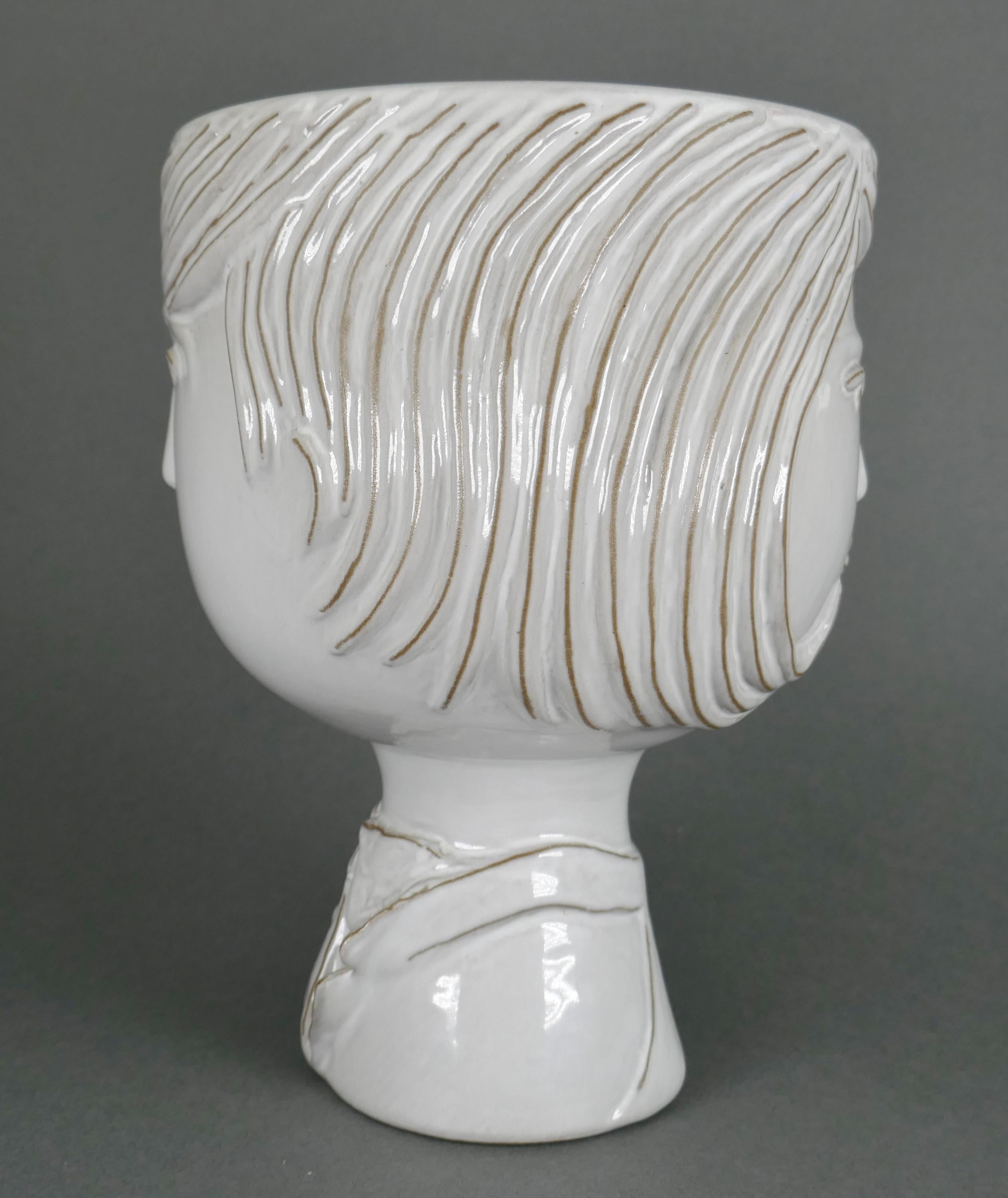 Peruvian Jonathan Adler Ceramic Man Woman Double Sided Flower Pot Vase