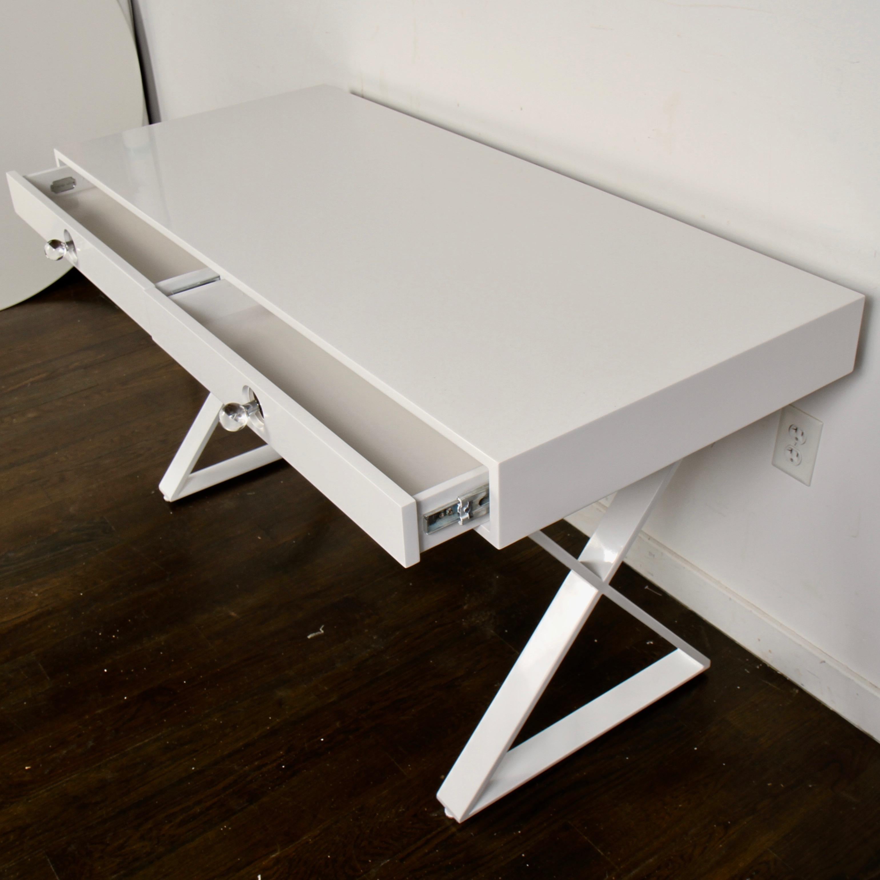 Hollywood Regency Jonathan Adler Channing Desk in White Lacquer