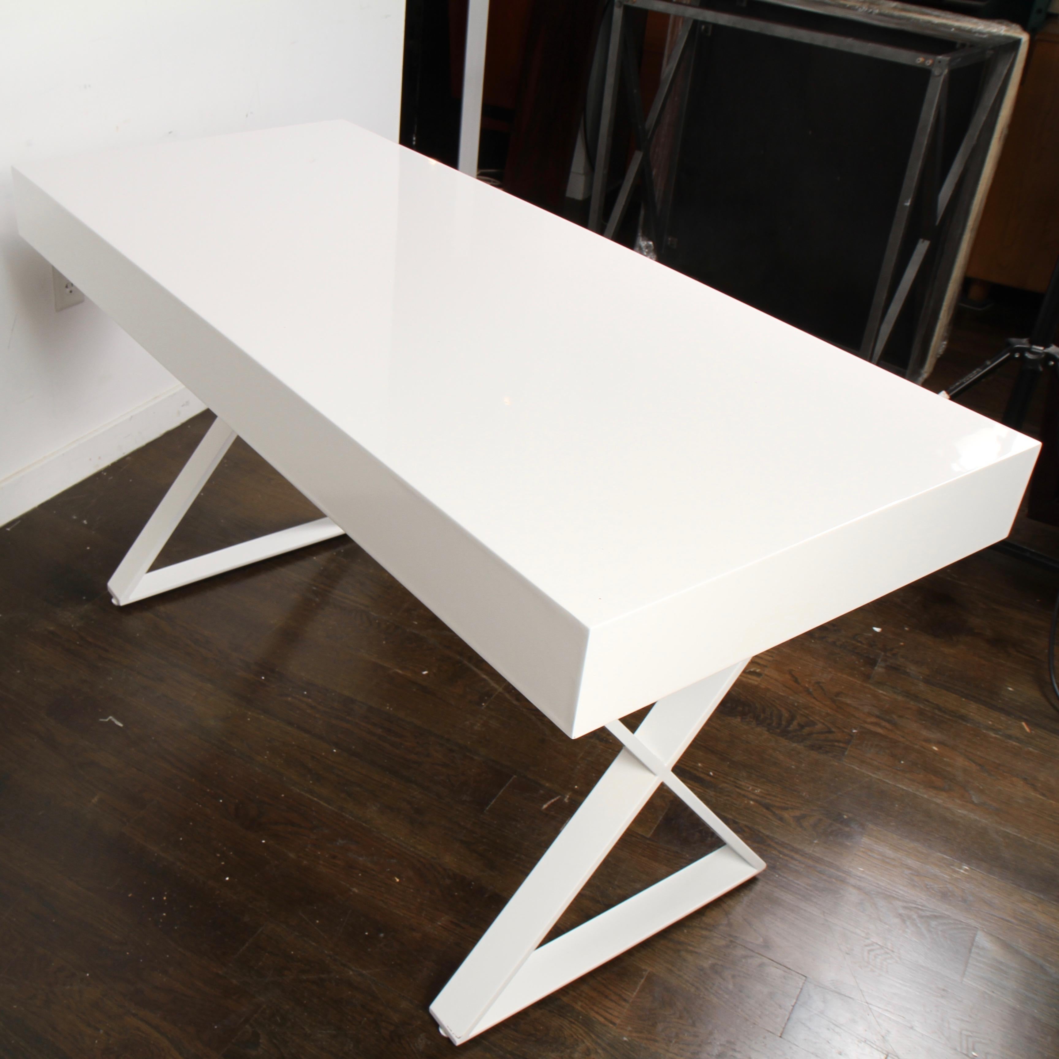 Jonathan Adler Channing Desk In White Lacquer At 1stdibs