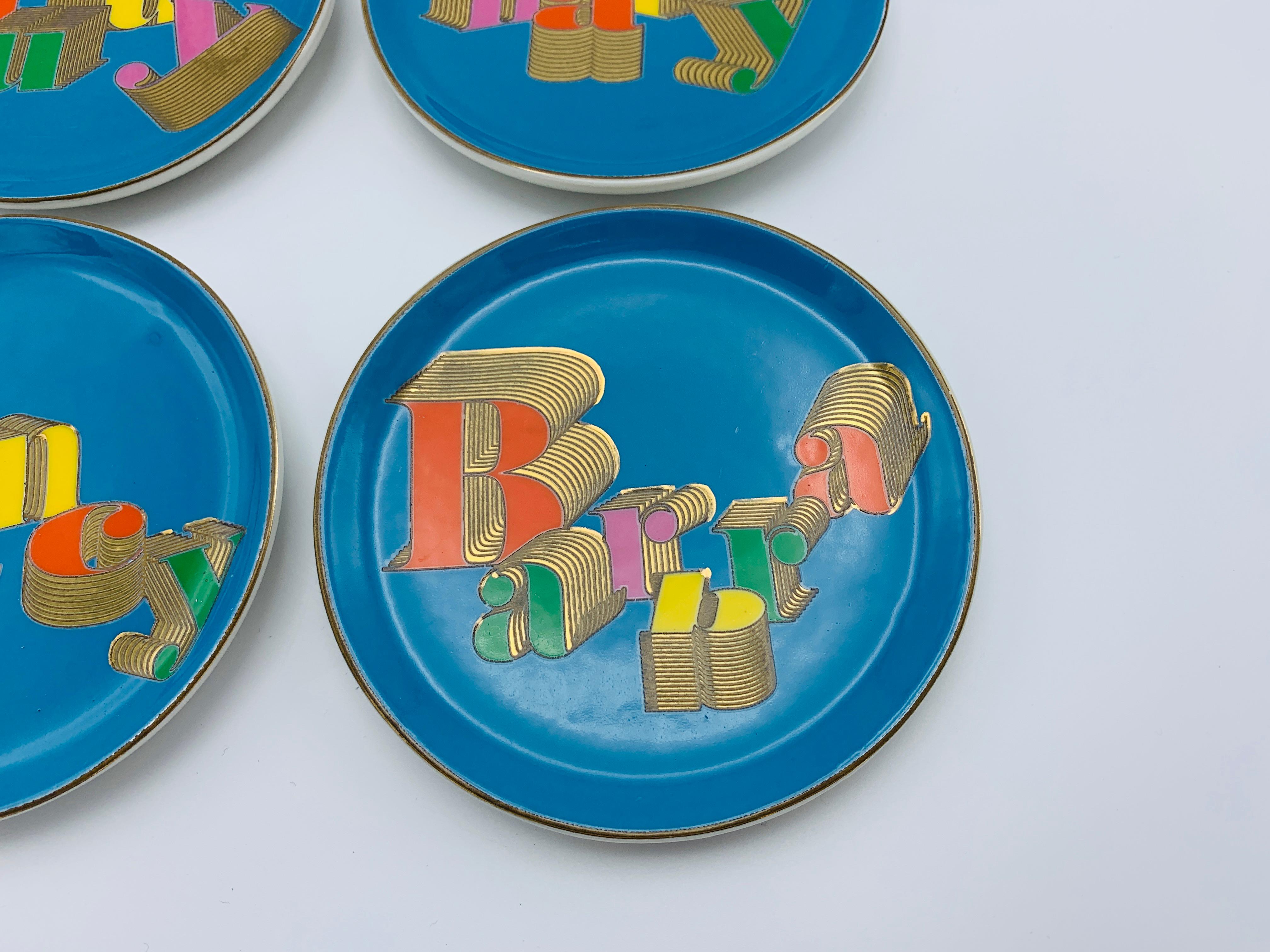 Modern Jonathan Adler 'Icons' Porcelain Coasters, Set of 4 For Sale