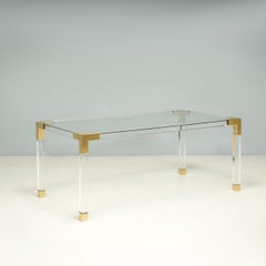 Tavolo da pranzo in acrilico e ottone Jonathan Adler Jacques