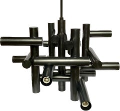 Araña italiana de varillas tubulares de estilo moderno de mediados de siglo Jonathan Adler Milano