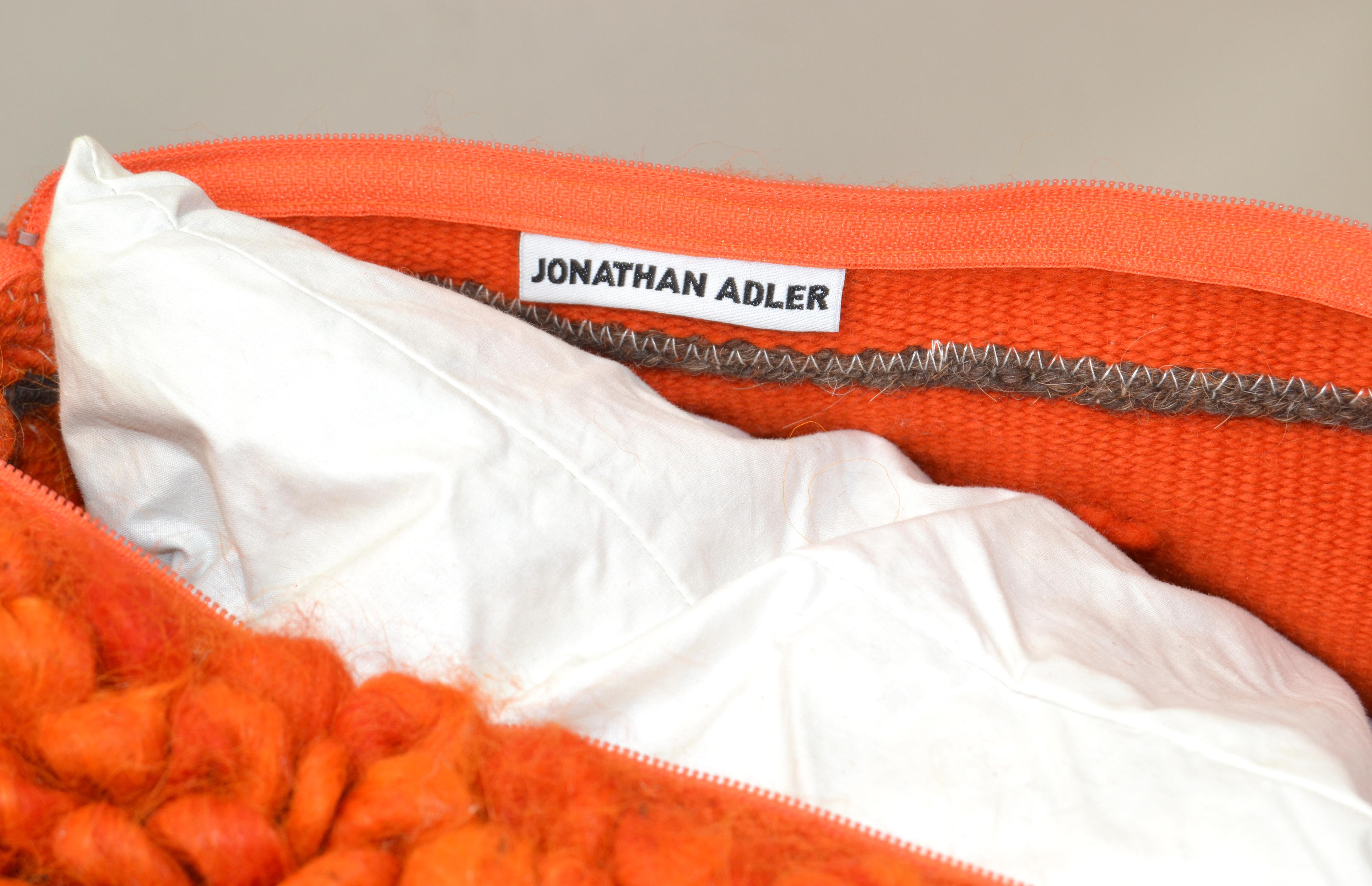 Jonathan Adler Orange Flair Primaloft Daunen geflochtene Kissen Mid-Century Modern Set im Angebot 2
