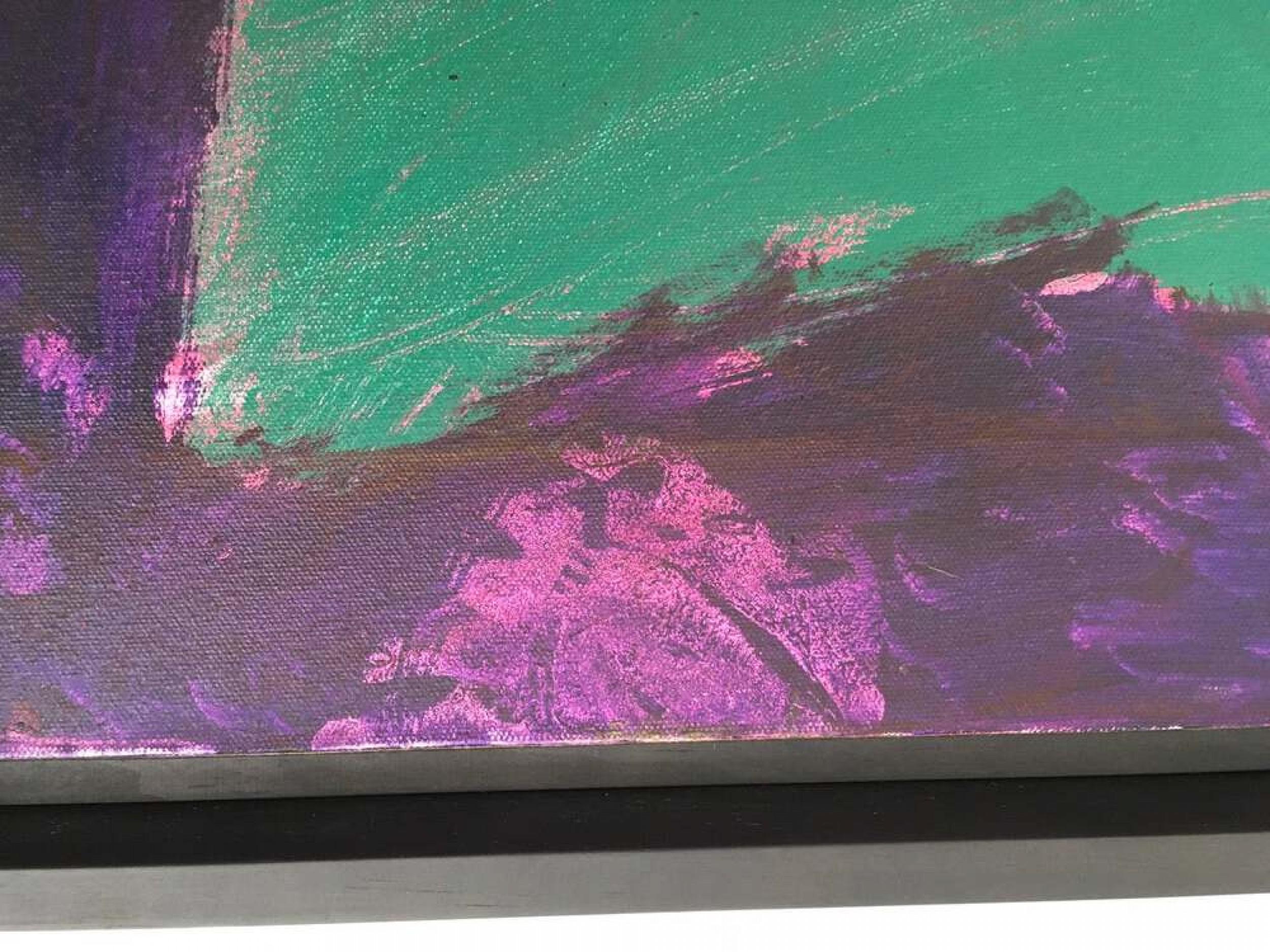 Jonathan Allmaier Amerikanisches gerahmtes abstraktes Ölgemälde auf Leinwand, „Pink Bumps“ (amerikanisch) im Angebot