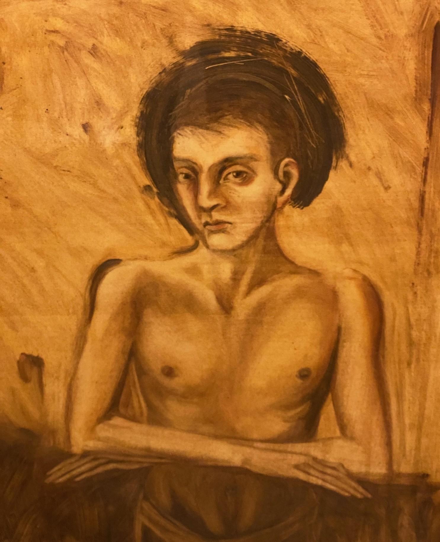 Hand-Painted Jonathan Barbieri Signed Large Framed Mexican Surrealist Art Painting Magic Boy For Sale