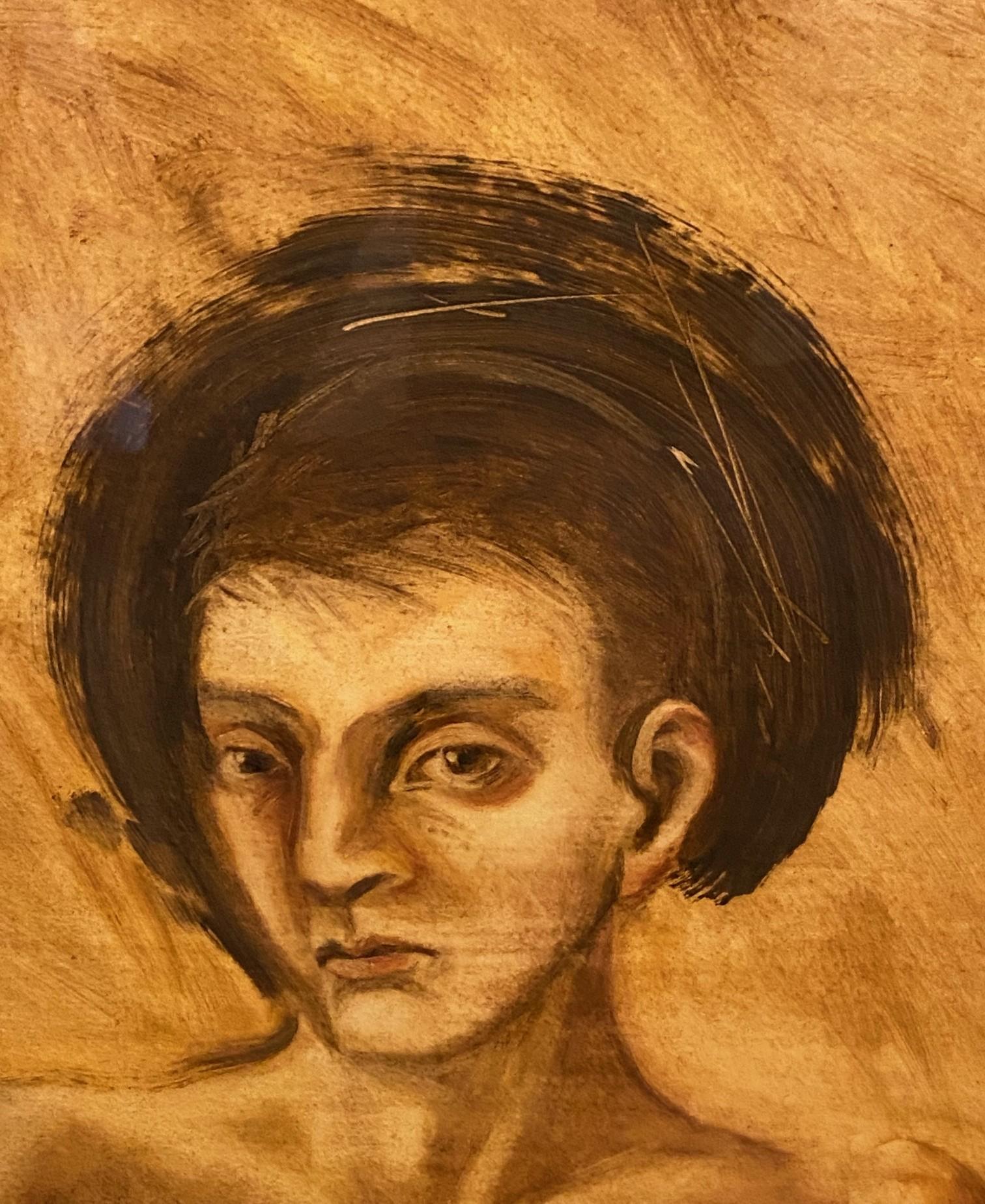 Jonathan Barbieri Signed Large Framed Mexican Surrealist Art Painting Magic Boy In Good Condition For Sale In Studio City, CA