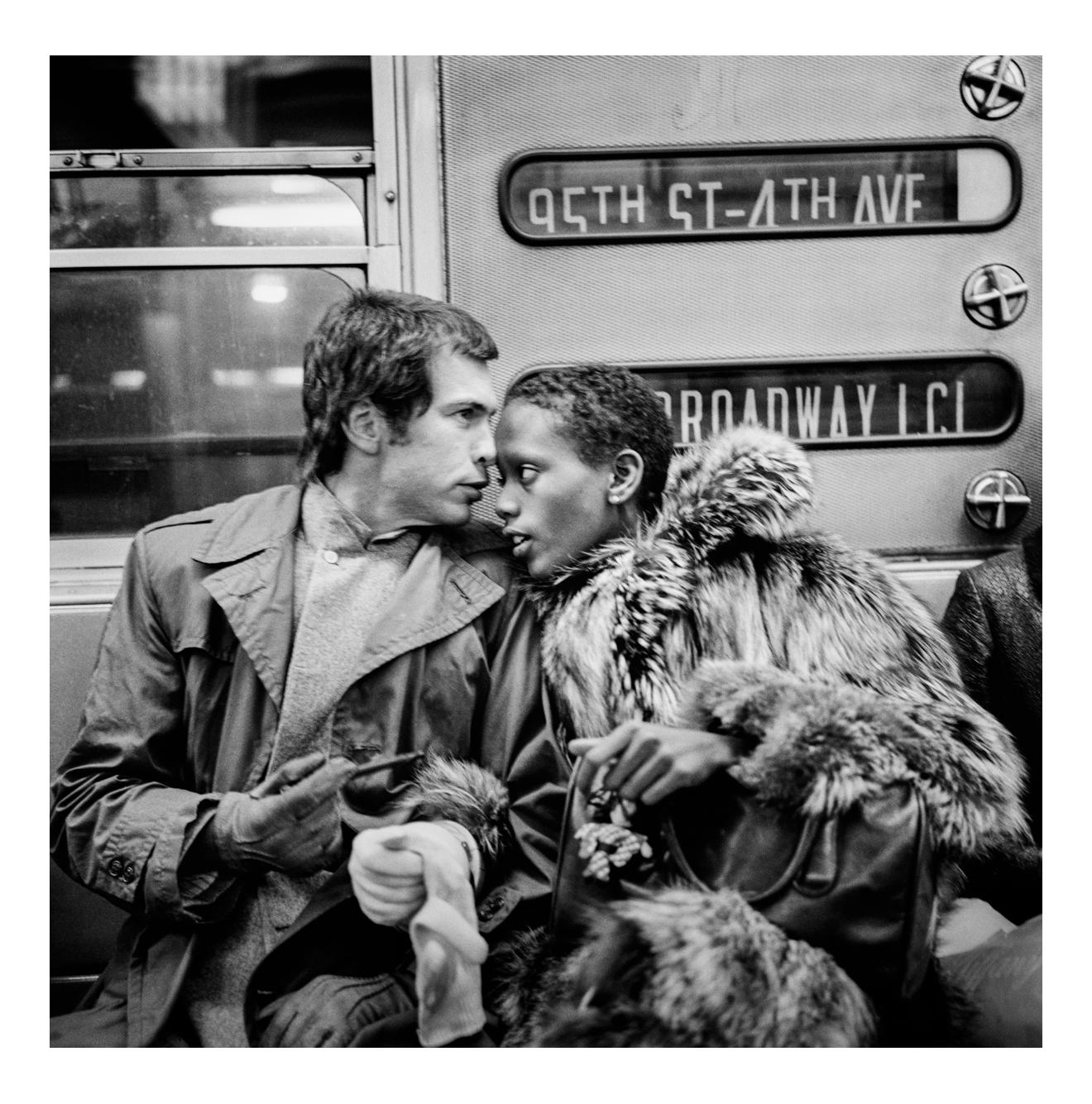 Jonathan Becker Black and White Photograph - Jean-Paul Goude & Toukie Smith in NYC Subway, 1976