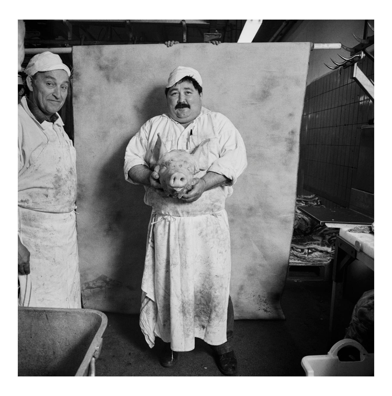 Jonathan Becker Black and White Photograph - Tête de Cochon, Les Halles at Rungis, France, June 1984