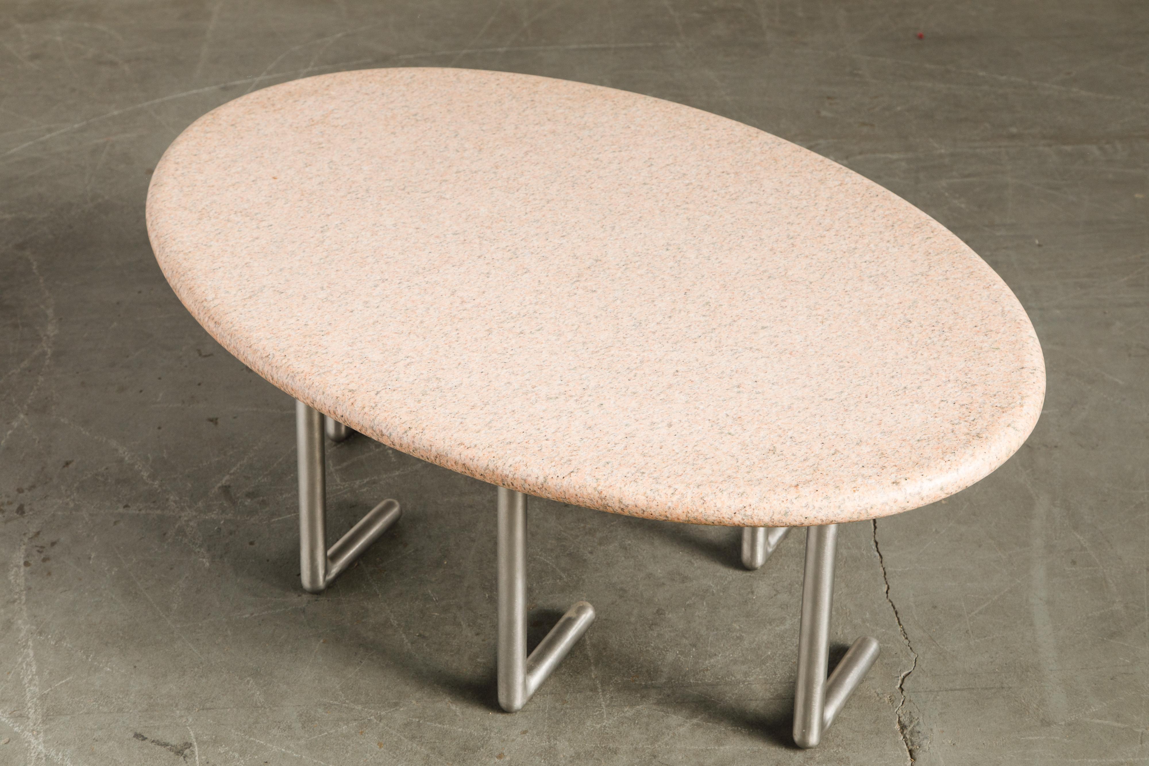 Jonathan Bonner Granite Postmodern Coffee Table, circa 1980, Signed For Sale 8
