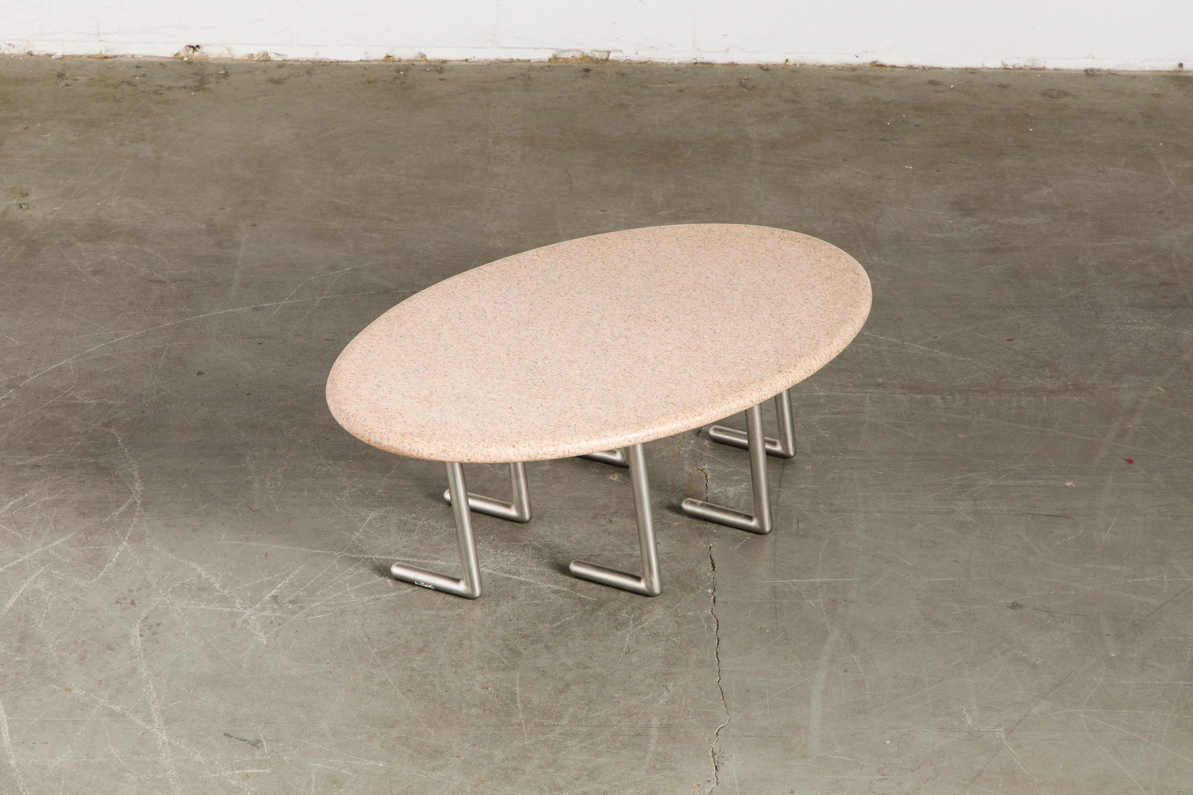 Jonathan Bonner Granite Postmodern Coffee Table, circa 1980, Signed For Sale 9