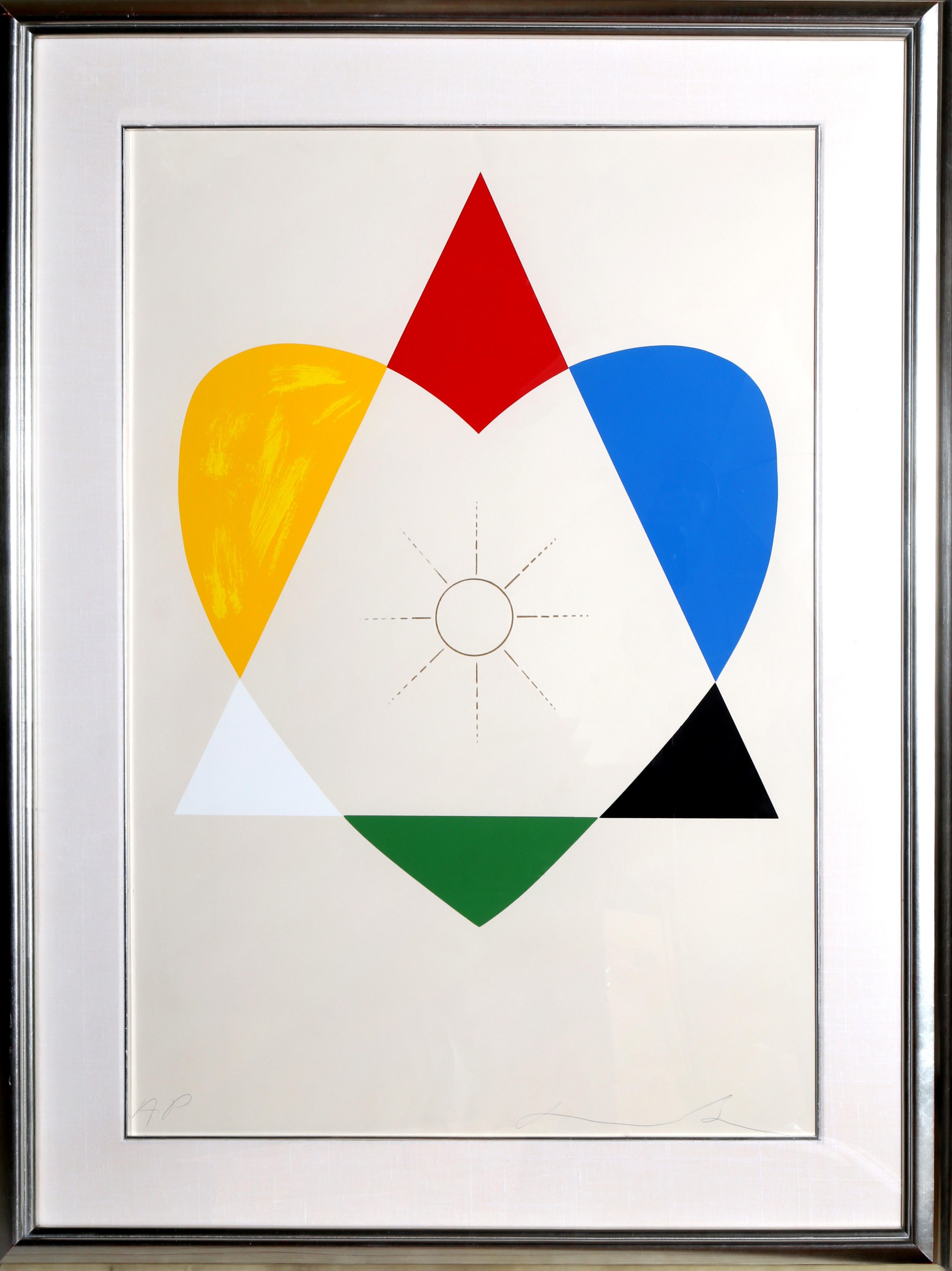 Artista: Jonathan Borofsky
Título:	El equilibrio entre amor y trabajo produce energía
Año: 1994
Medio: Serigrafía, Firmado y numerado a lápiz
Edición:	50, AP
Tamaño del papel:	95,25 x 73,66 cm (37,5 x 29 pulgadas)
Tamaño del marco: 46,5 x 35