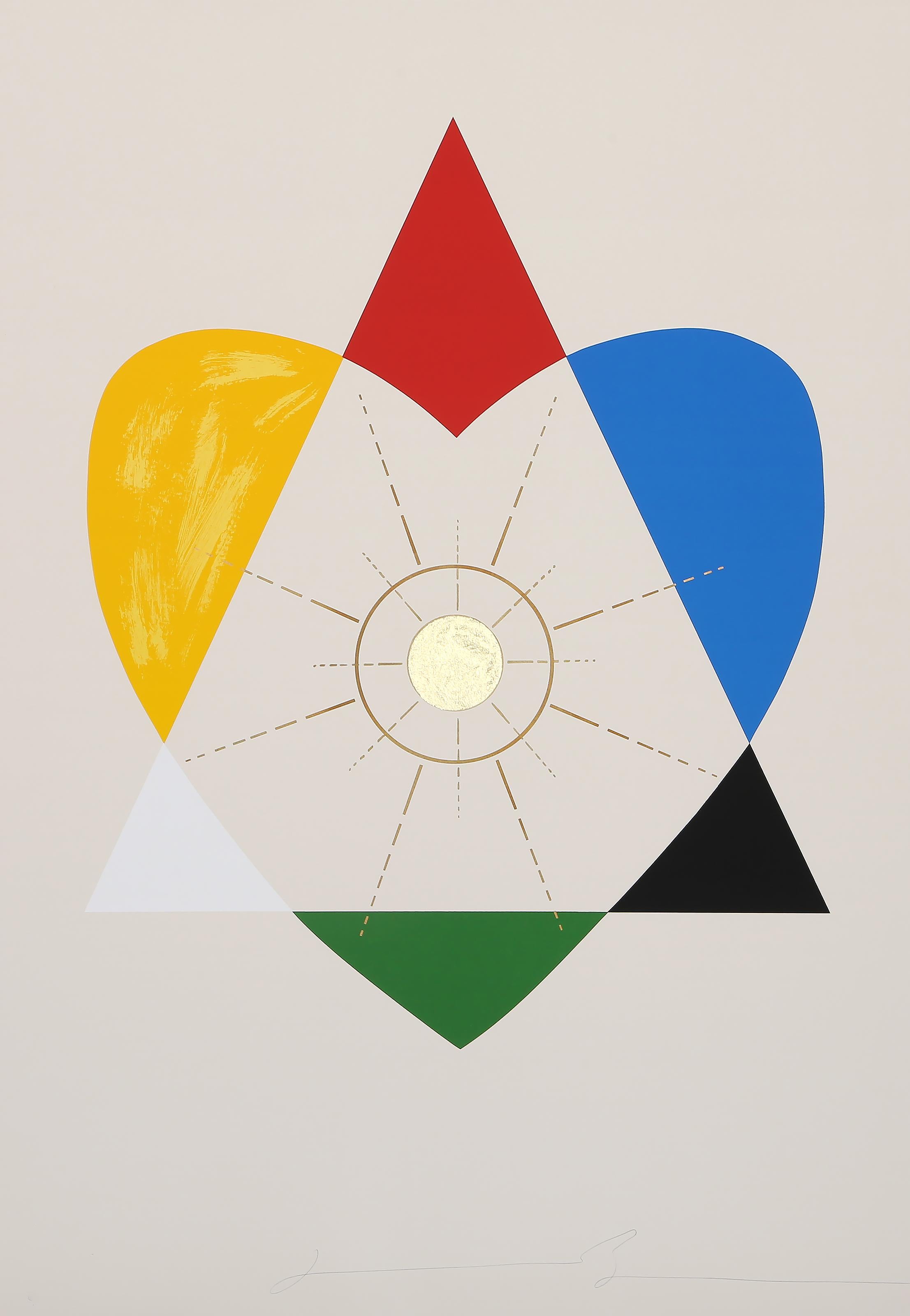 The Balance of Love and Work Produces Energy, Screenprint by Jonathan Borofsky
