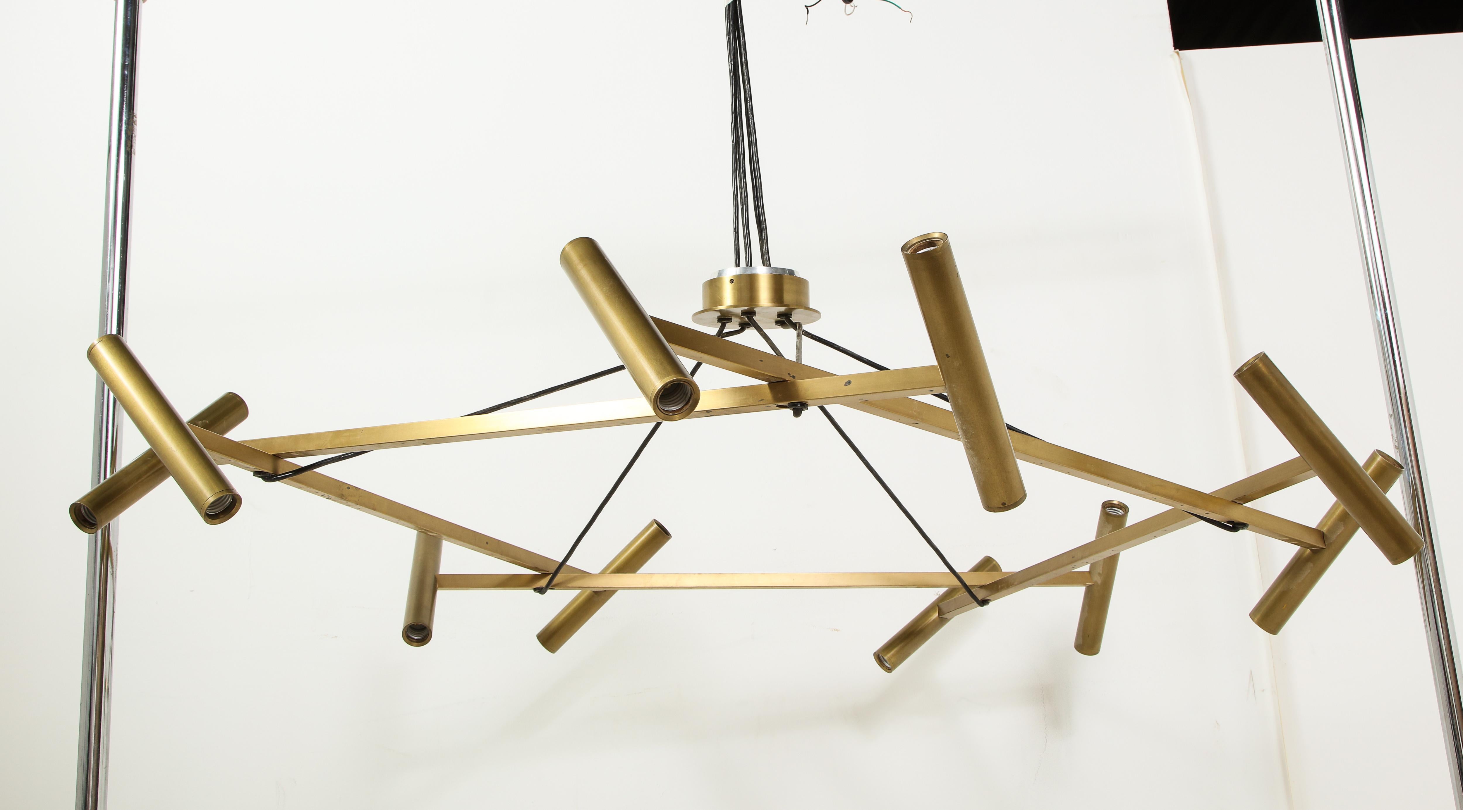 Jonathan Browning Le Pentagone Brass Chandelier 6