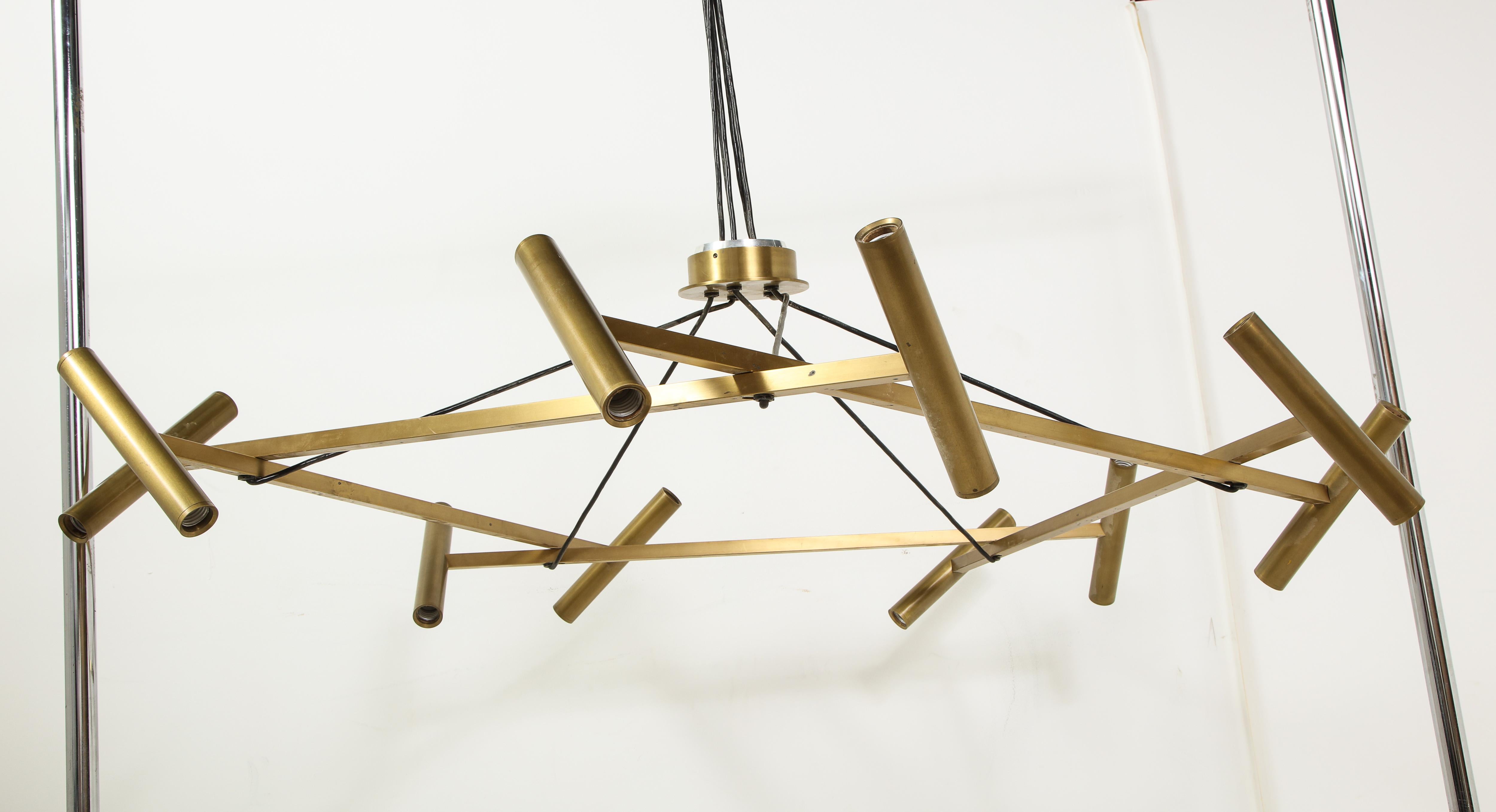 American Jonathan Browning Le Pentagone Brass Chandelier