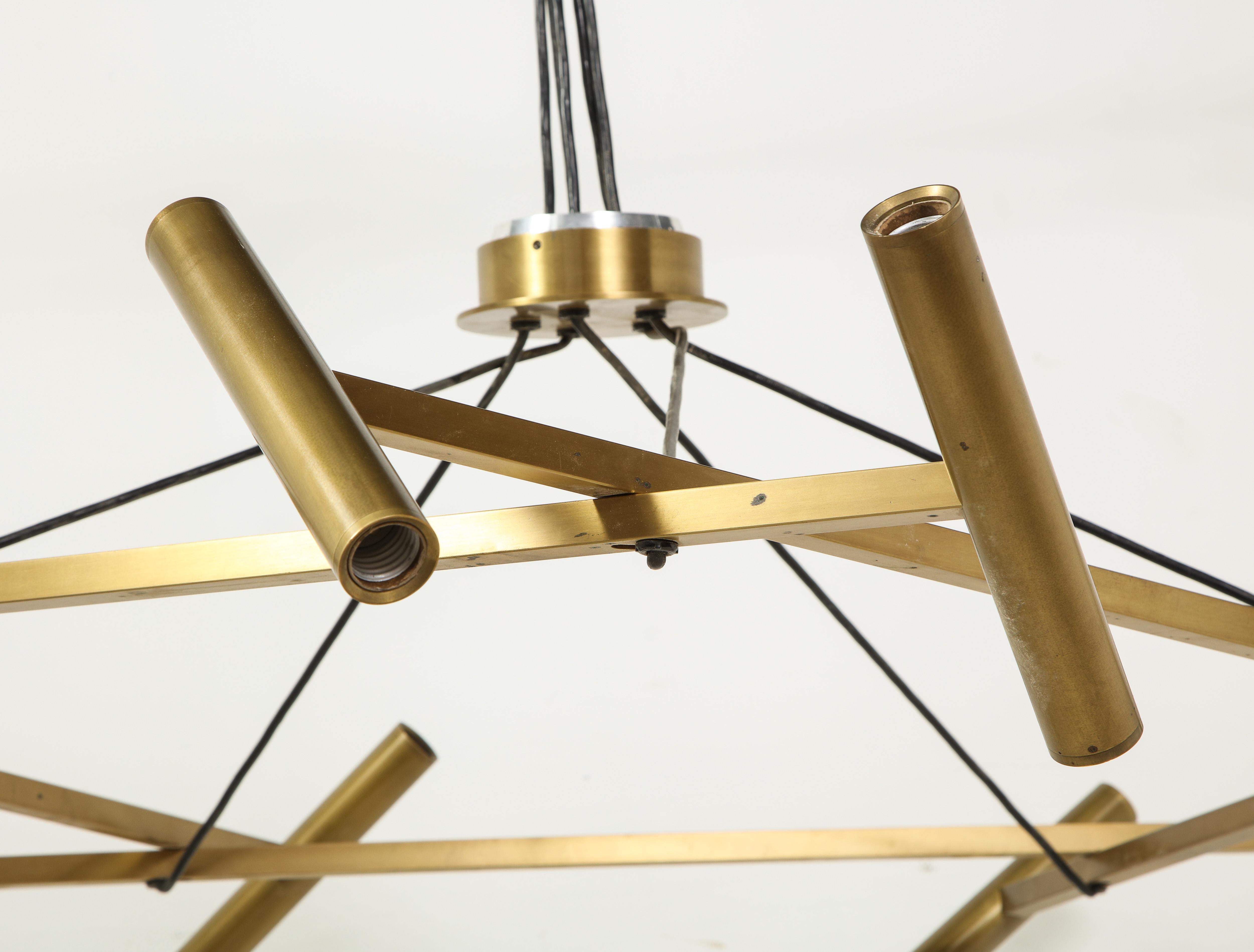 Jonathan Browning Le Pentagone Brass Chandelier In Good Condition In Chicago, IL