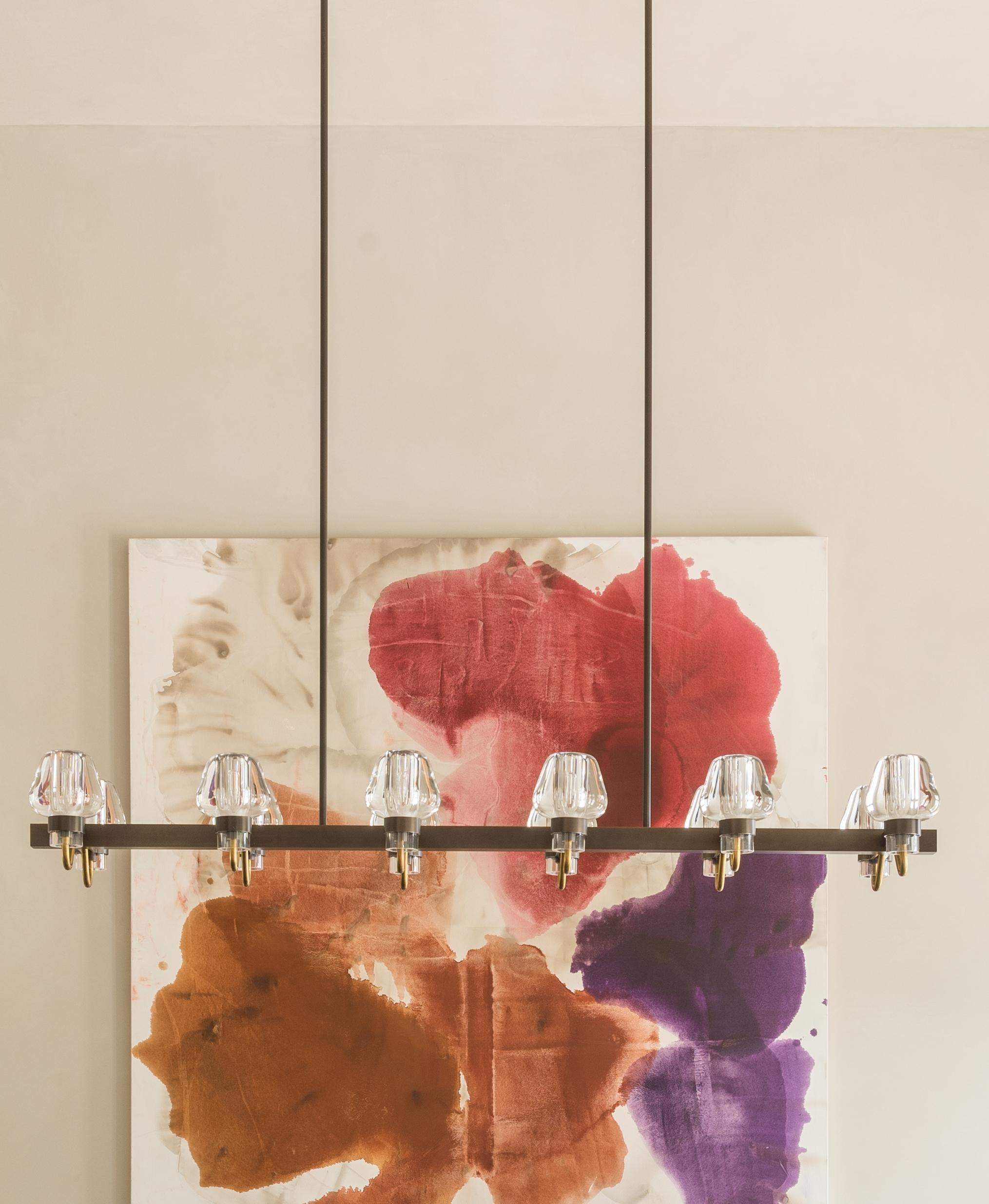 Modern Jonathan Browning Montalembert Twelve-Light Linear Chandelier For Sale