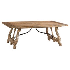 Jonathan Charles Caldera Cocktail Table, Hand-Carved Greyed Oak