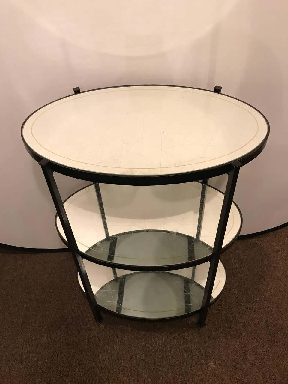 Jonathan Charles Three-Tier Eqlomise Etagere, Side Table or Standing Bar In Good Condition In Plainview, NY