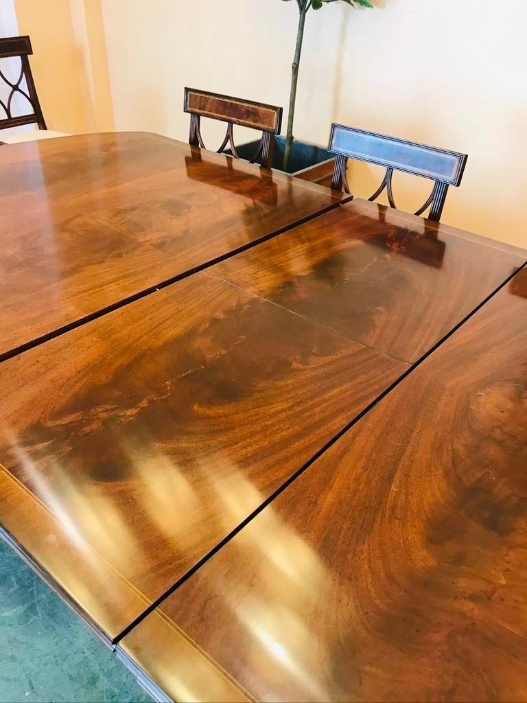 Jonathan Charles Triple Pedestal Dining Table In Good Condition In Dallas, TX