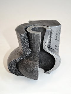 Two-piece Sculpture by Jonathan Clarke, Sand-Cast Aluminum, UK 1980s