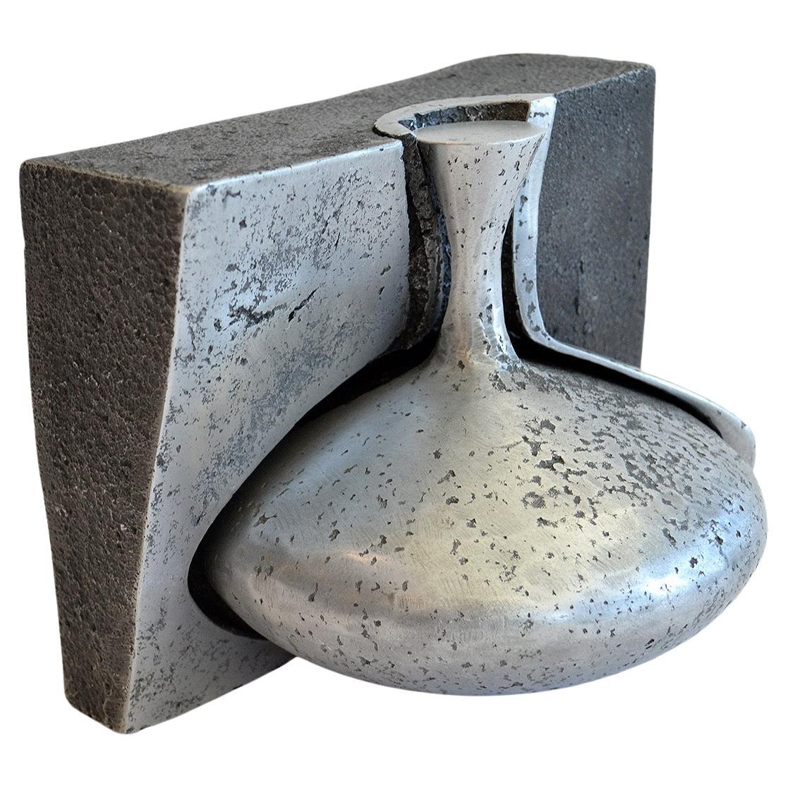 Jonathan Clarke Sand-Cast Aluminum Ewer-Shaped Two-Piece Sculpture, UK, 1980s