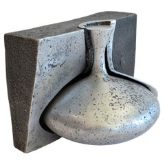 Jonathan Clarke Sand-Cast Aluminum Ewer-Shaped Two-Piece Sculpture, UK, 1980s