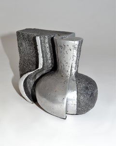Jonathan Clarke Two-Piece Sand-Cast Aluminum Sculpture with Fitted Base, UK, 80s
