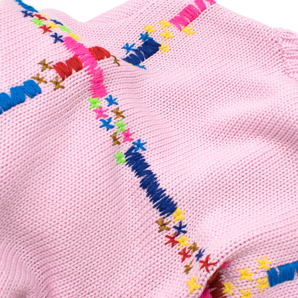 Jonathan Cohen Pink Hand-Embroidered Wool Cardigan S 2