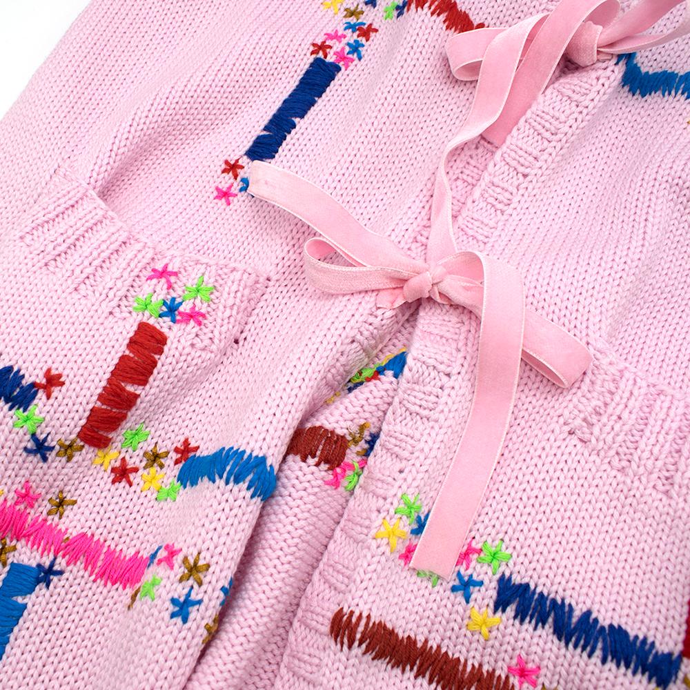 Jonathan Cohen Pink Hand-Embroidered Wool Cardigan S 3