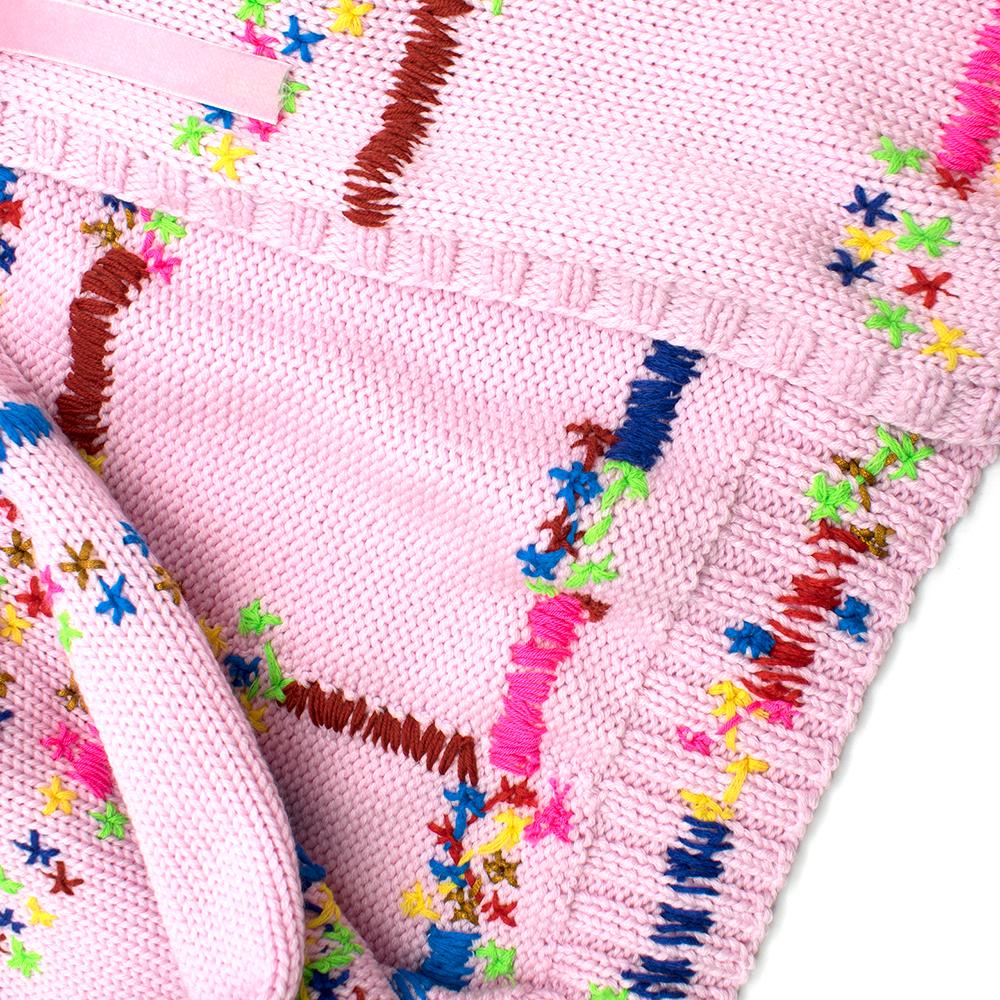 Jonathan Cohen Pink Hand-Embroidered Wool Cardigan S 4