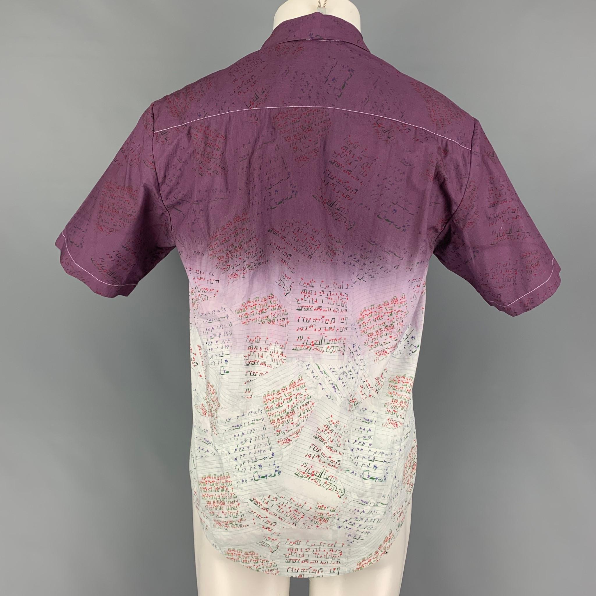 Gray JONATHAN COHEN Size S Purple Graphic Silk Short Sleeve Shirt