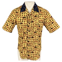 JONATHAN COHEN Size S Yellow Blue Graphic Silk Short Sleeve Glen Shirt