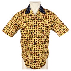 JONATHAN COHEN Size XS Yellow Burgundy Floral Cotton Camp Short Sleeve Shirt