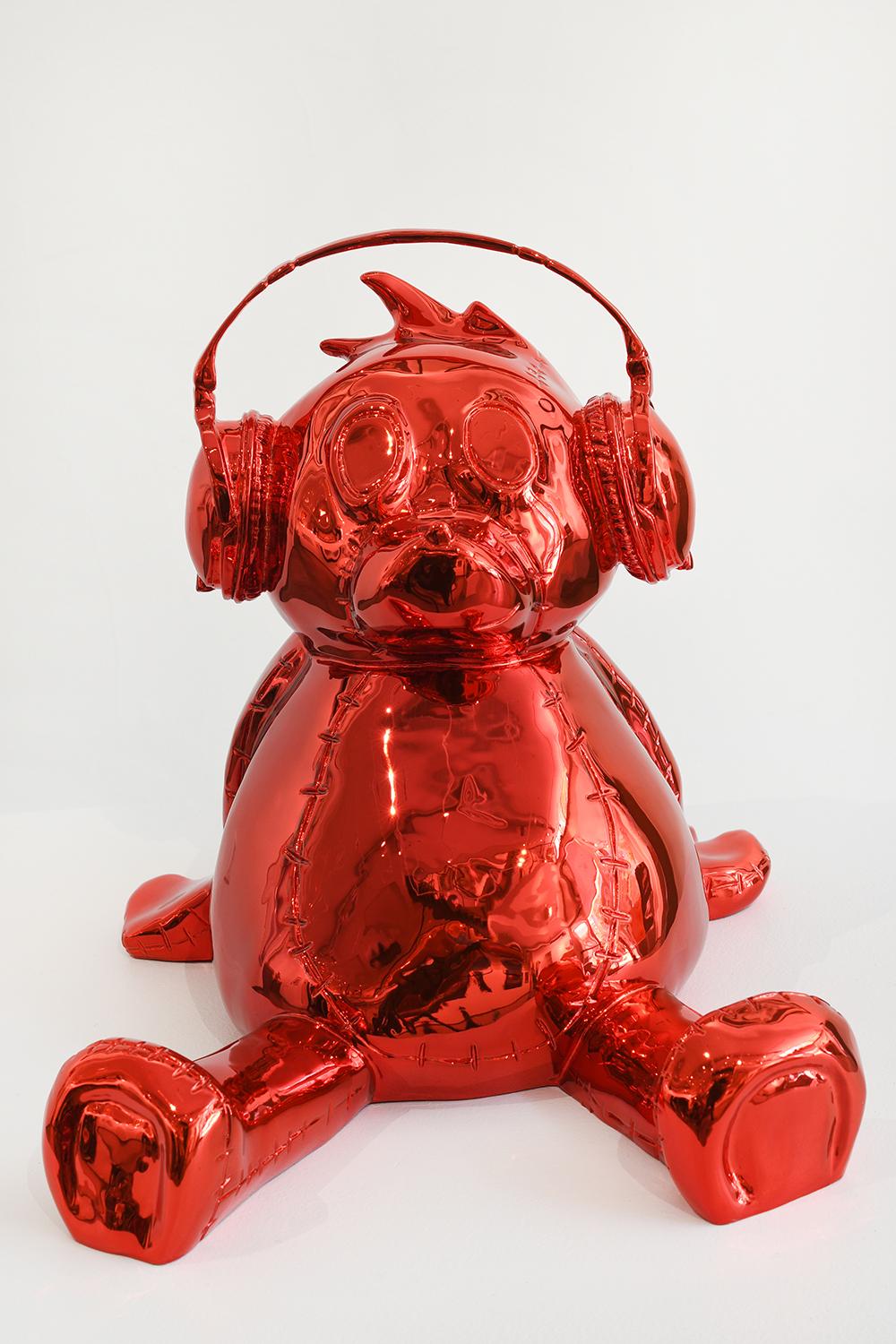 Jonathan Delmas Figurative Sculpture - Bear Song - Red