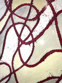 Large Abstract Mixed Media Lacquer Painting Stealthy Glow Scientific Abstraction