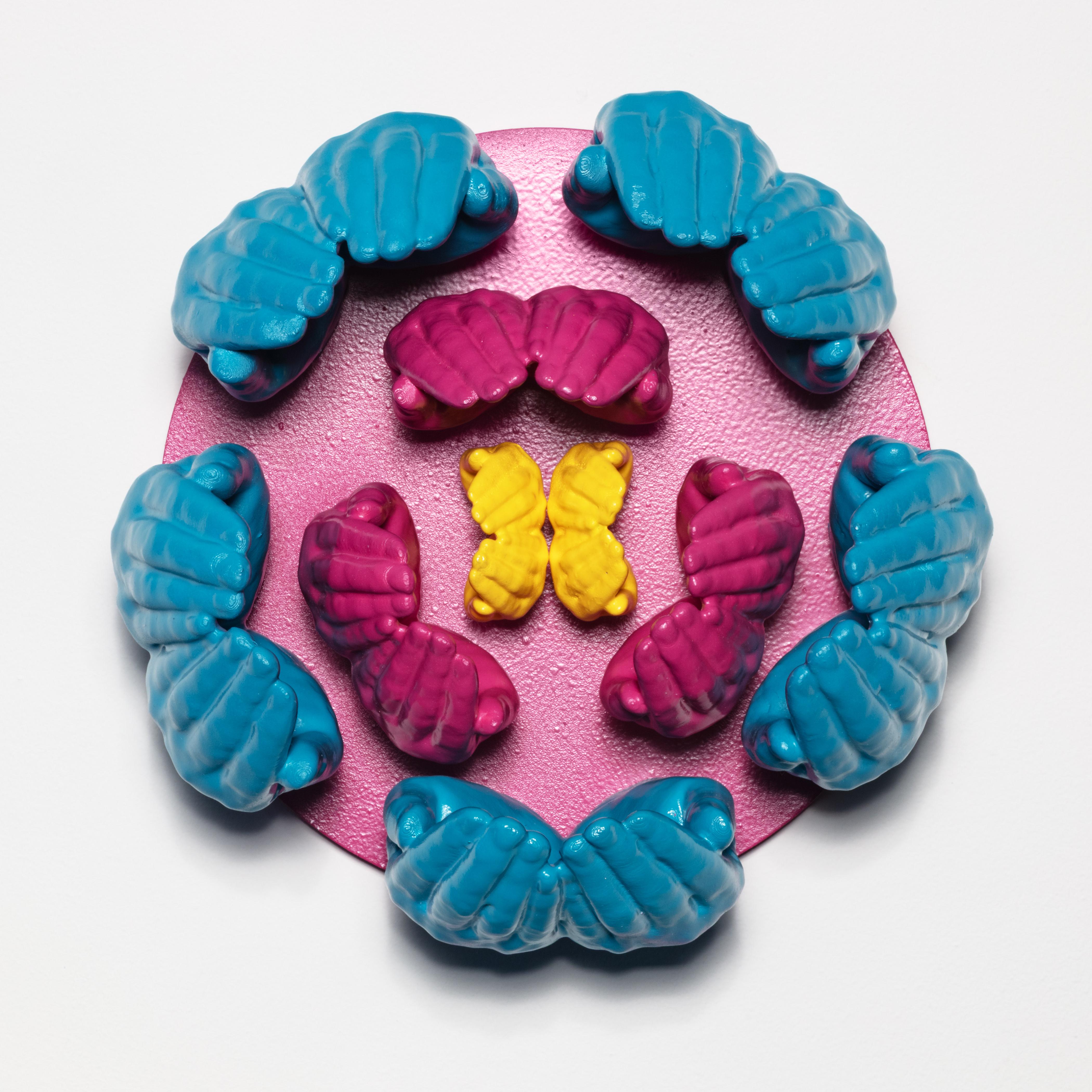 Jonathan Ferrara Figurative Sculpture - In Bloom (Blue, Pink and Yellow)