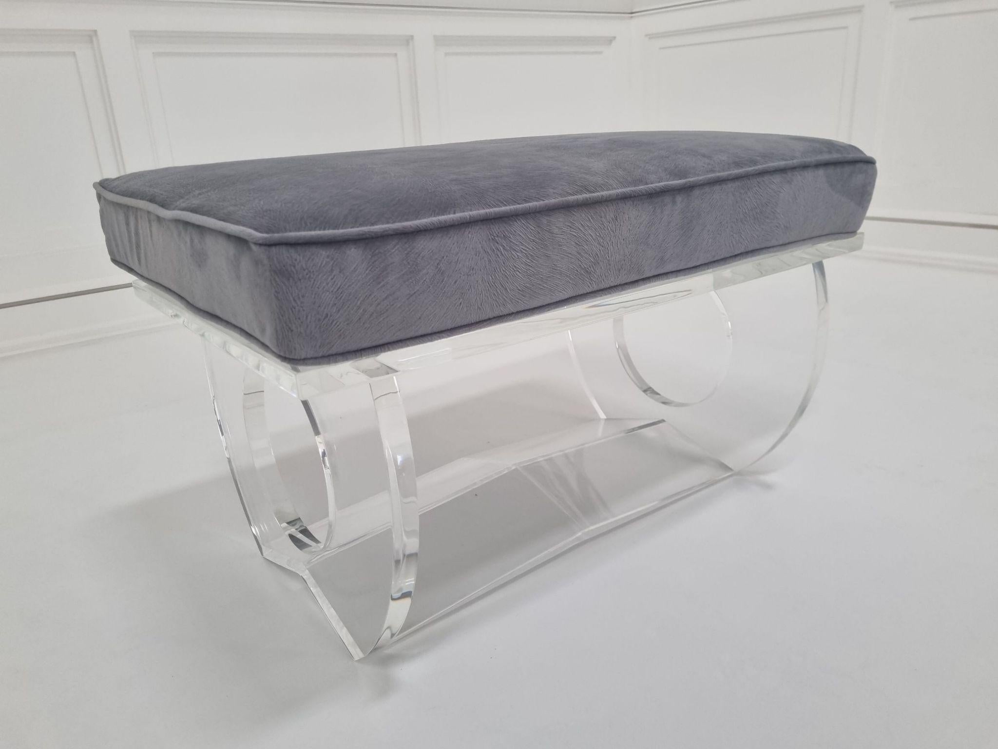 Contemporary Jonathan Franc Modern Aubury Acrylic Bench For Sale