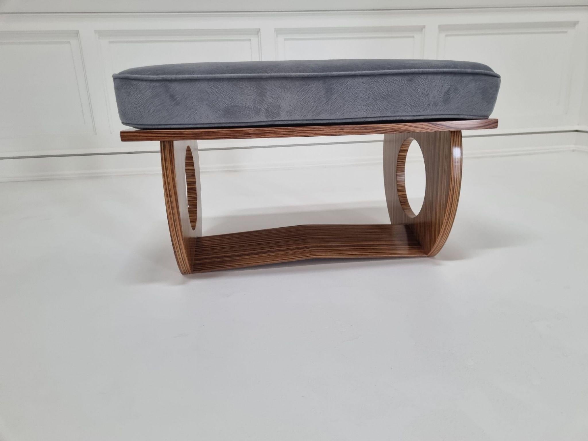 Contemporary Jonathan Franc Modern Aubury Zebrawood Bench For Sale