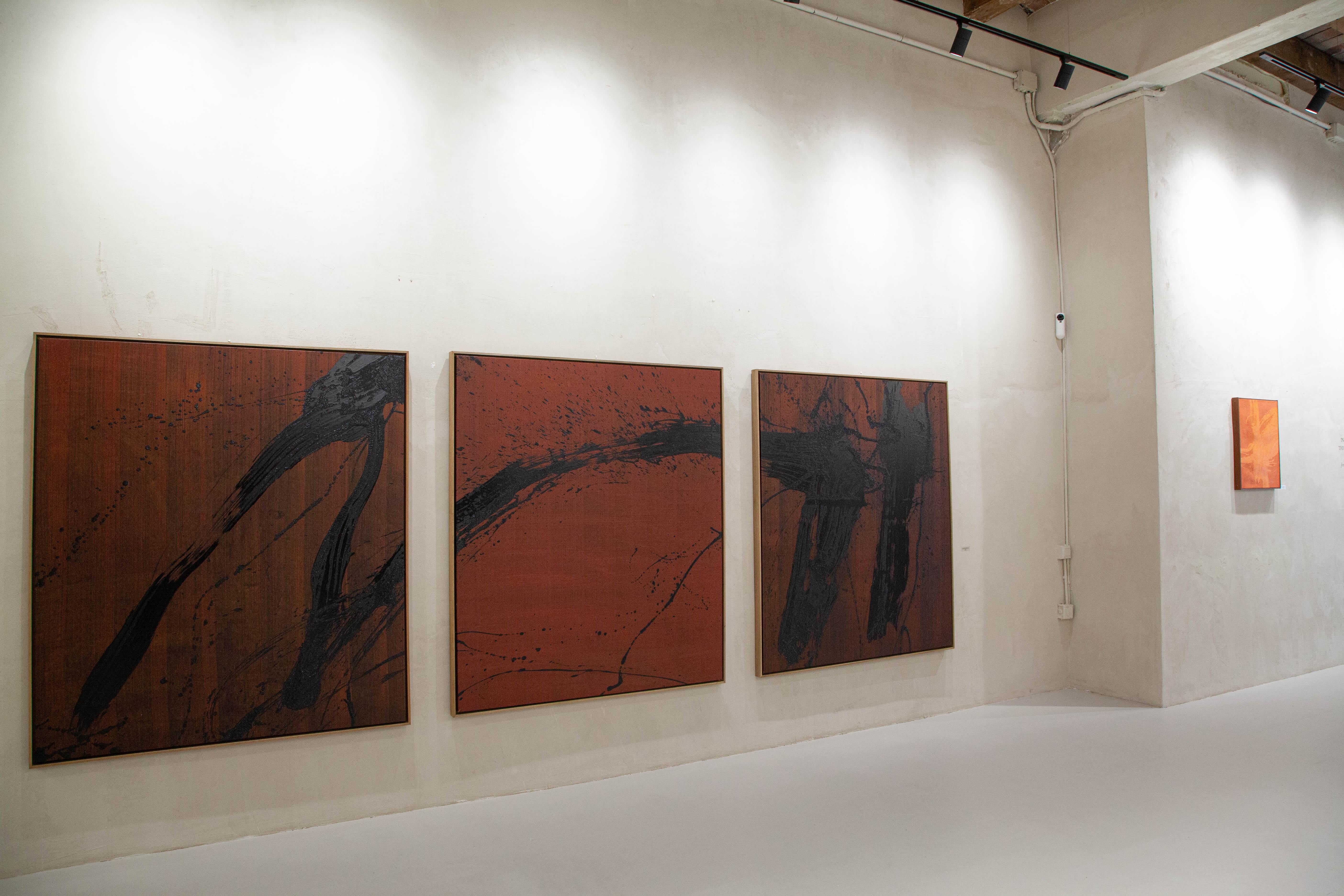 ABSTRACT Gestural Landscapes Dark Black Brown Contemporary Jonathan Freemantle For Sale 4