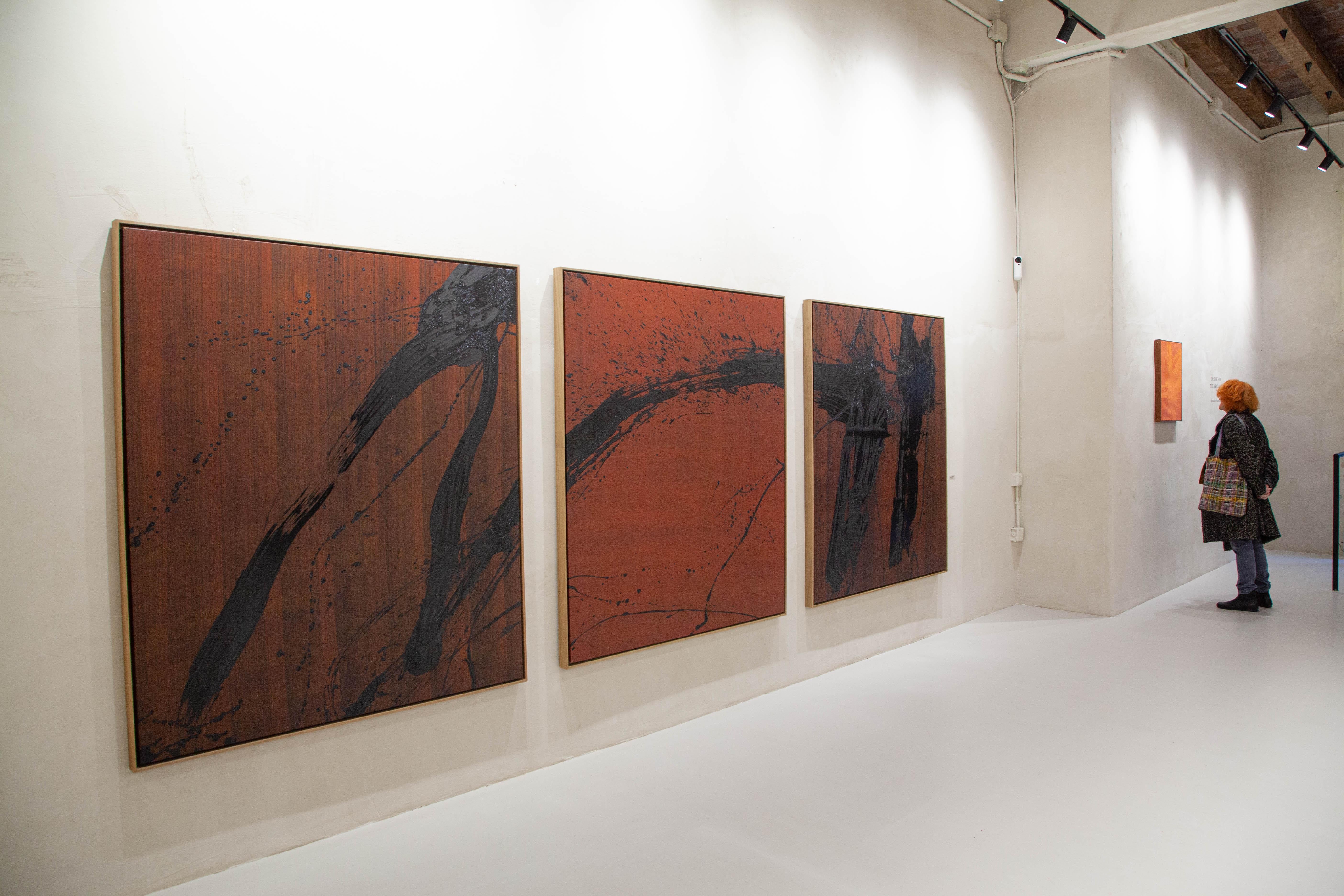 ABSTRACT Gestural Landscapes Dark Black Brown Contemporary Jonathan Freemantle For Sale 5