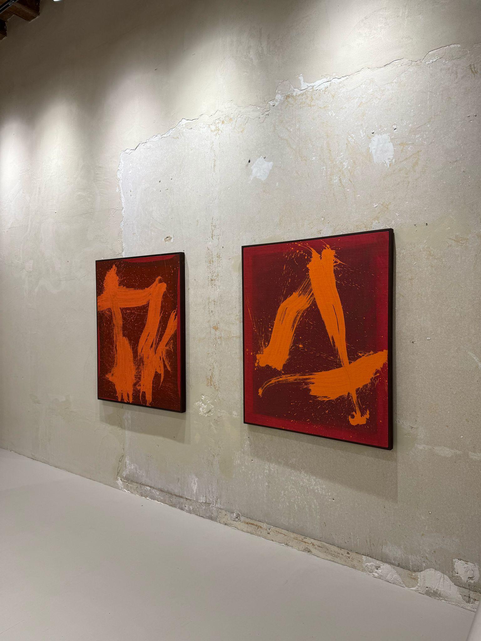 RESUMEN Paisajes gestuales Naranja Rojo Contemporáneo Jonathan Freemantle en venta 3