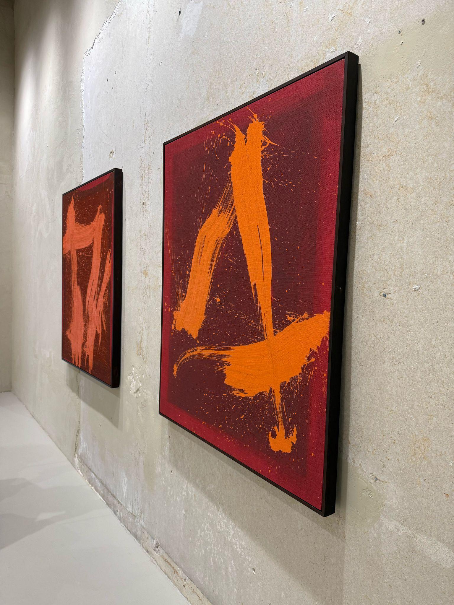 RESUMEN Paisajes gestuales Naranja Rojo Contemporáneo Jonathan Freemantle en venta 4