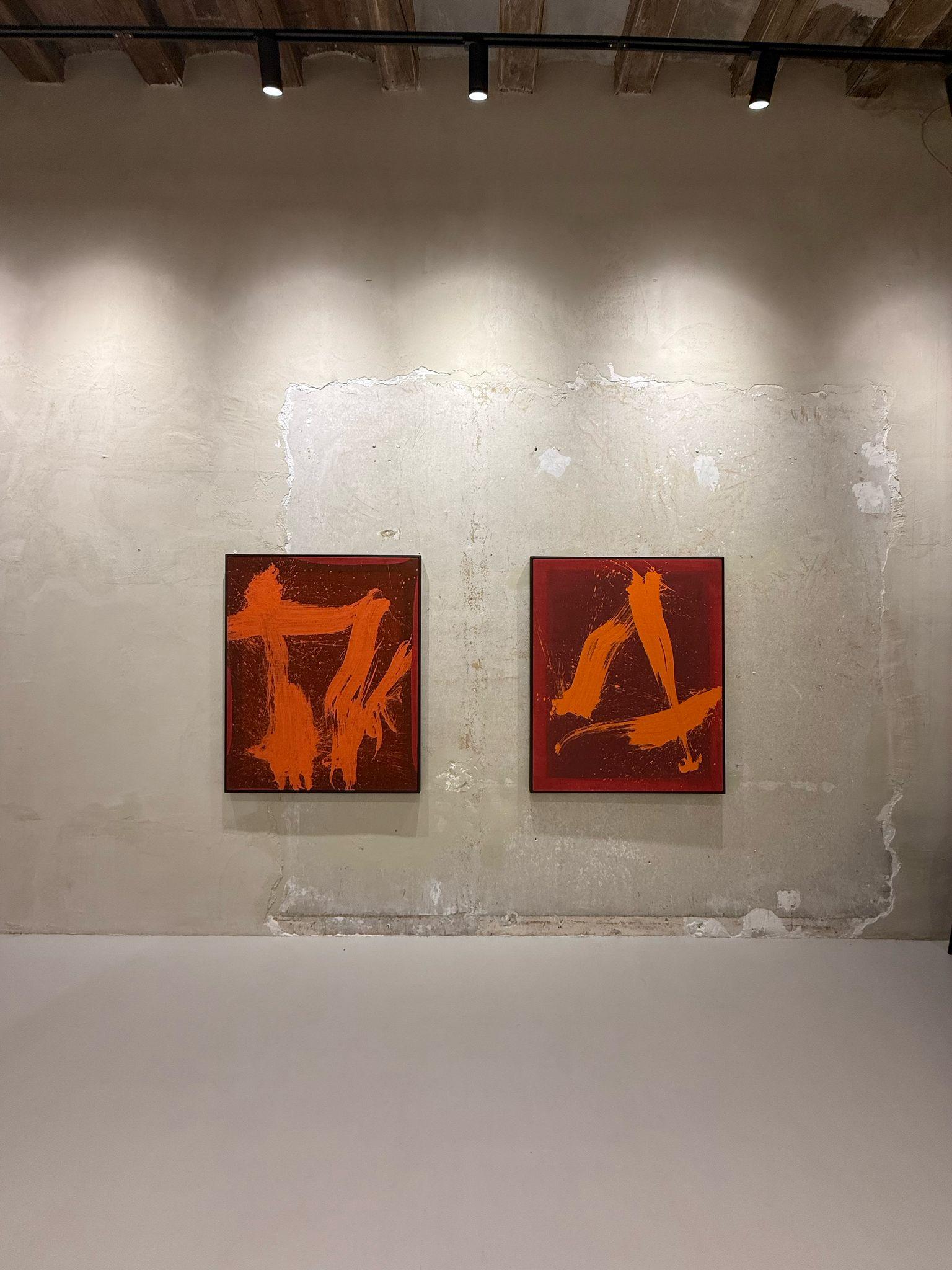 RESUMEN Paisajes gestuales Naranja Rojo Contemporáneo Jonathan Freemantle en venta 4
