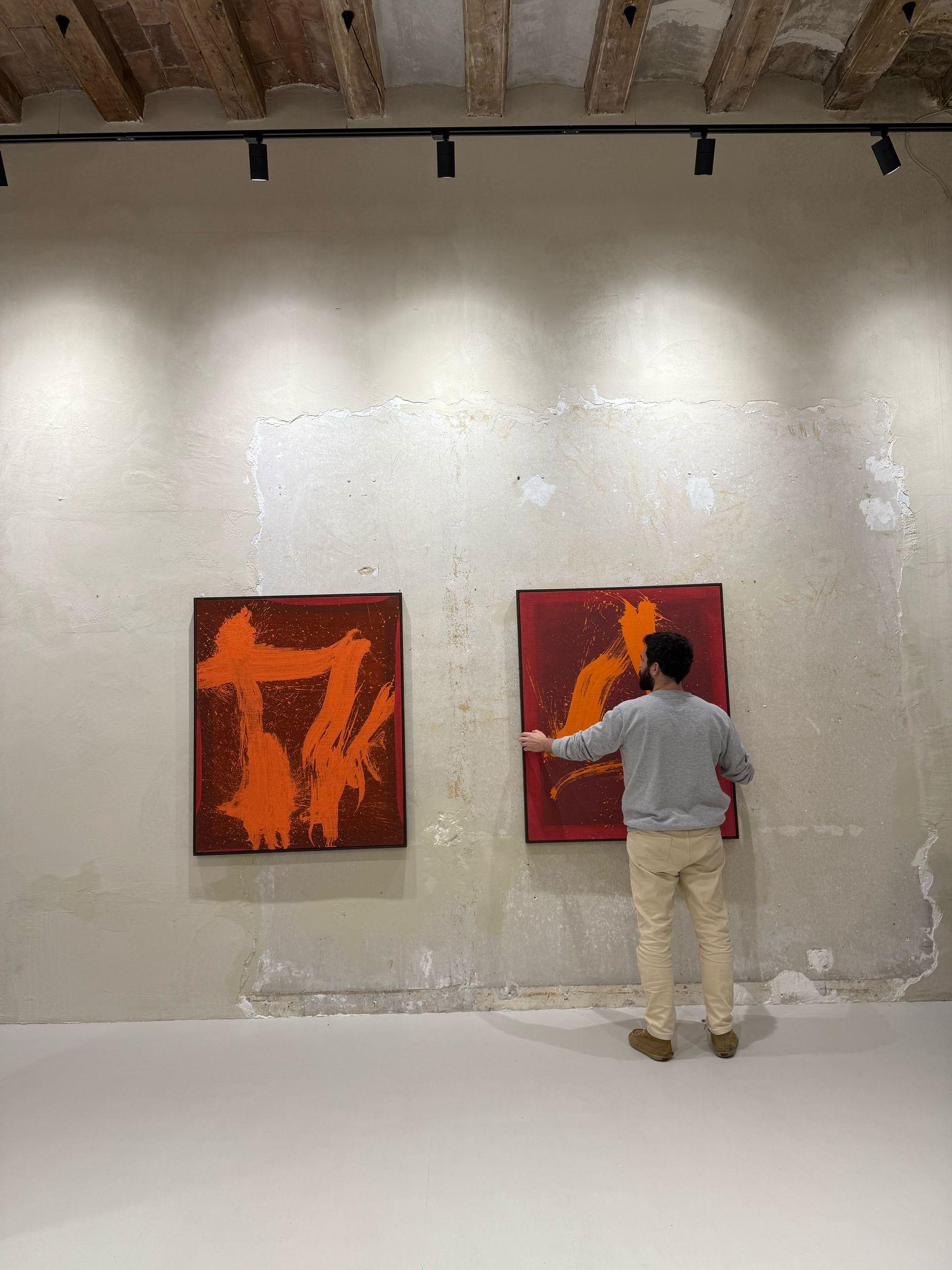 RESUMEN Paisajes gestuales Naranja Rojo Contemporáneo Jonathan Freemantle en venta 5