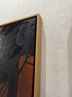 Pintura Tríptica Abstracta Contemporánea Expresión Gestual Negro y Terracota