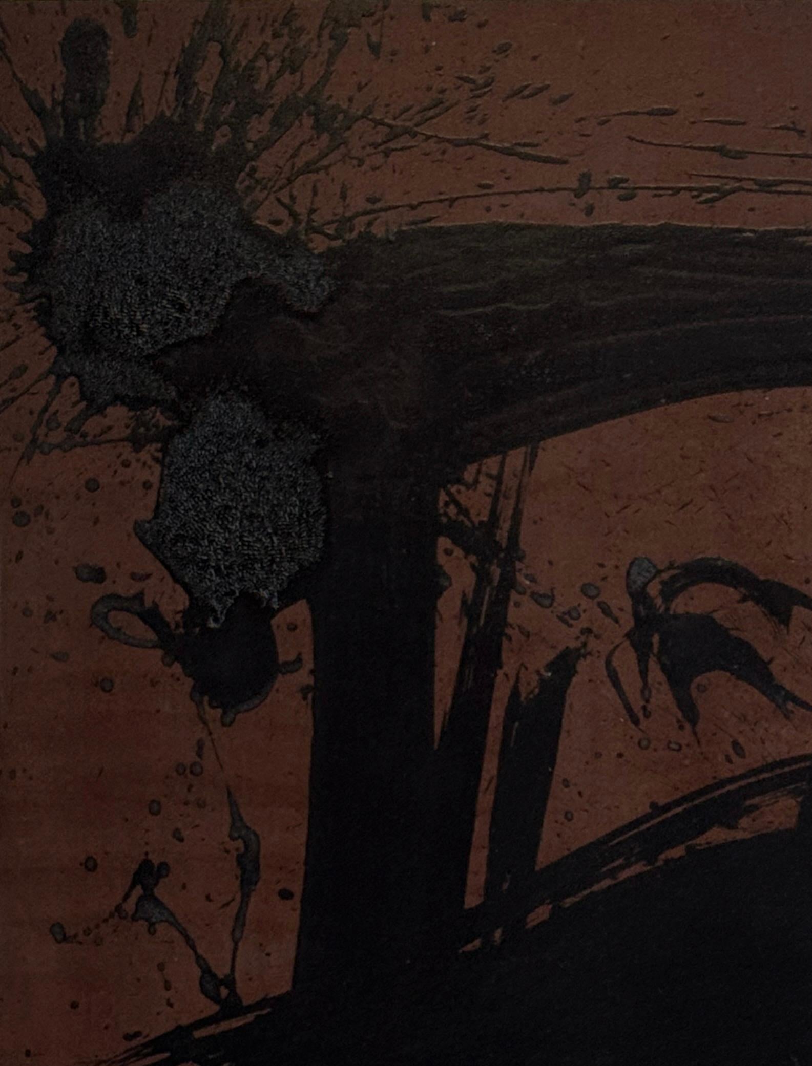 Jonathan Freemantle Contemporary Abstract Expressionist Painting BrownDark Tones For Sale 1