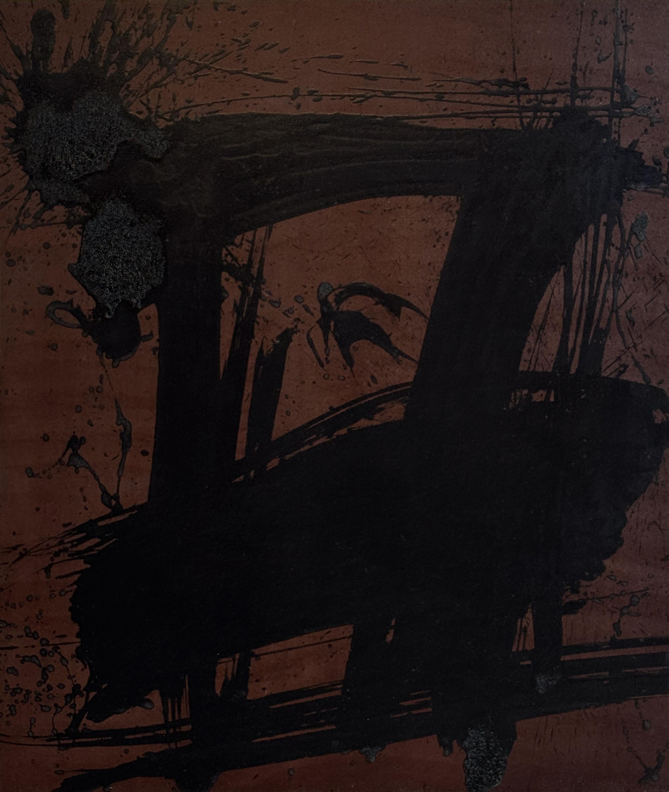 Jonathan Freemantle Contemporary Abstract Expressionist Painting BrownDark Tones For Sale 4
