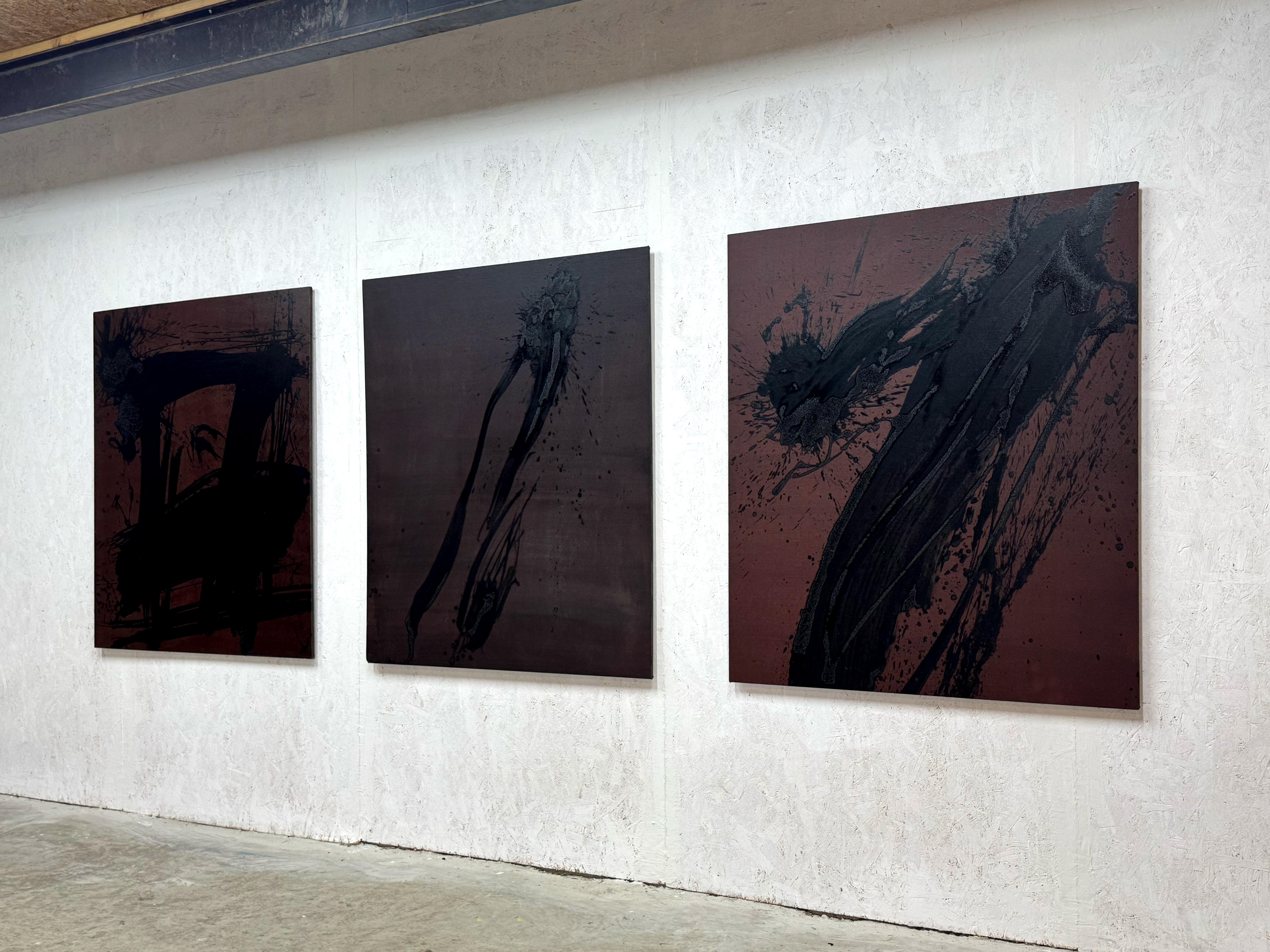 Jonathan Freemantle Contemporary Abstract Expressionist Painting BrownDark Tones For Sale 5